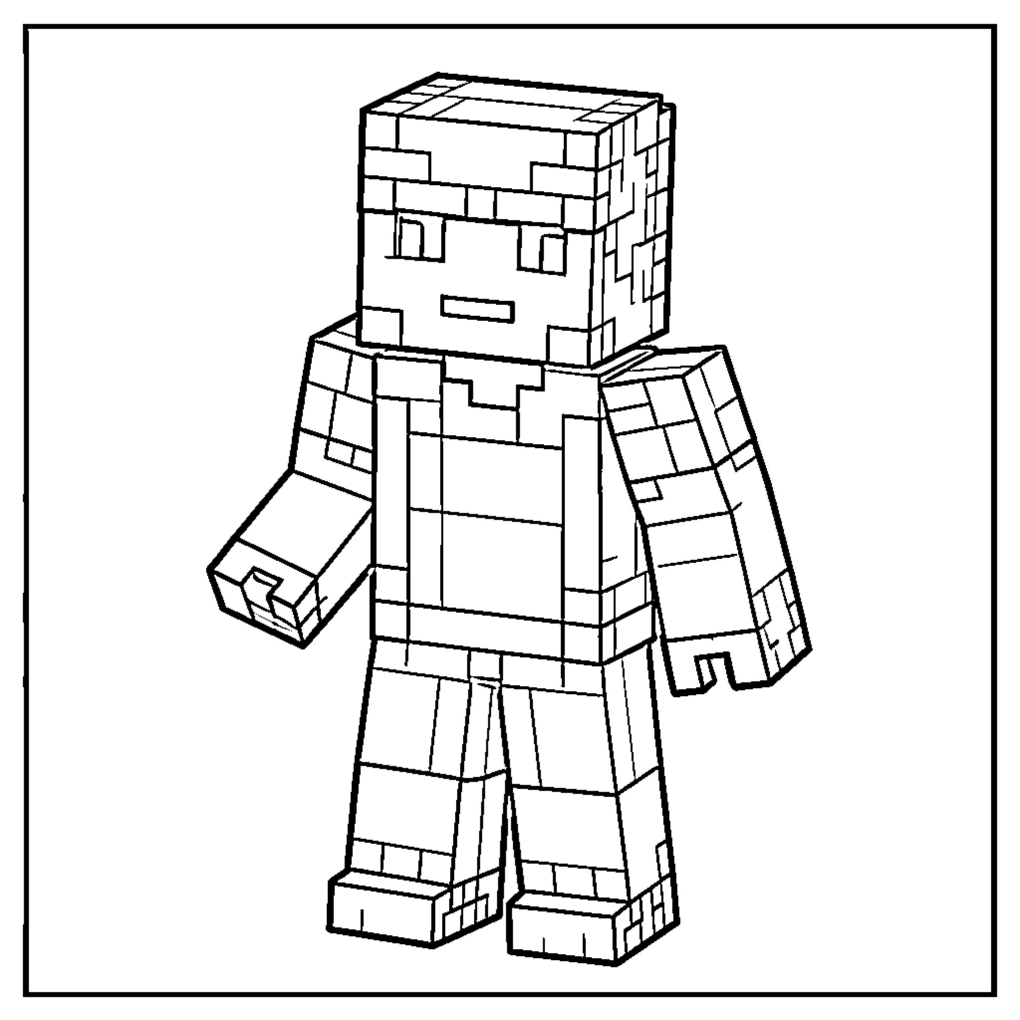 Mr. Stumble's Boxy Exploration Coloring Page (free black-and-white line drawing printable PDF for all, from beginners to advanced learners, including children, teens, adults, and seniors)