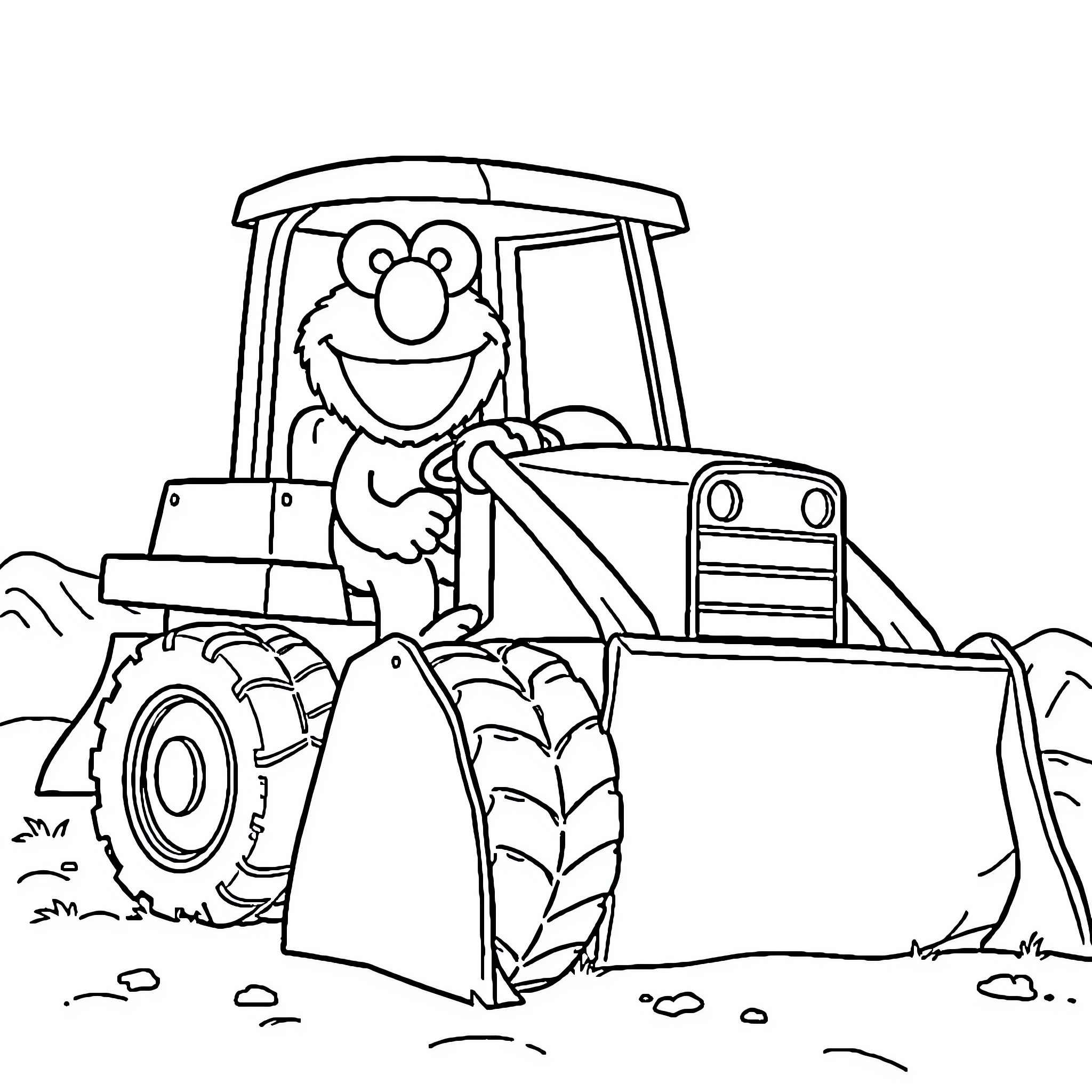 Blippi operates a large construction vehicle Coloring Page (free black-and-white line drawing printable PDF for all, from beginners to advanced learners, including children, teens, adults, and seniors)