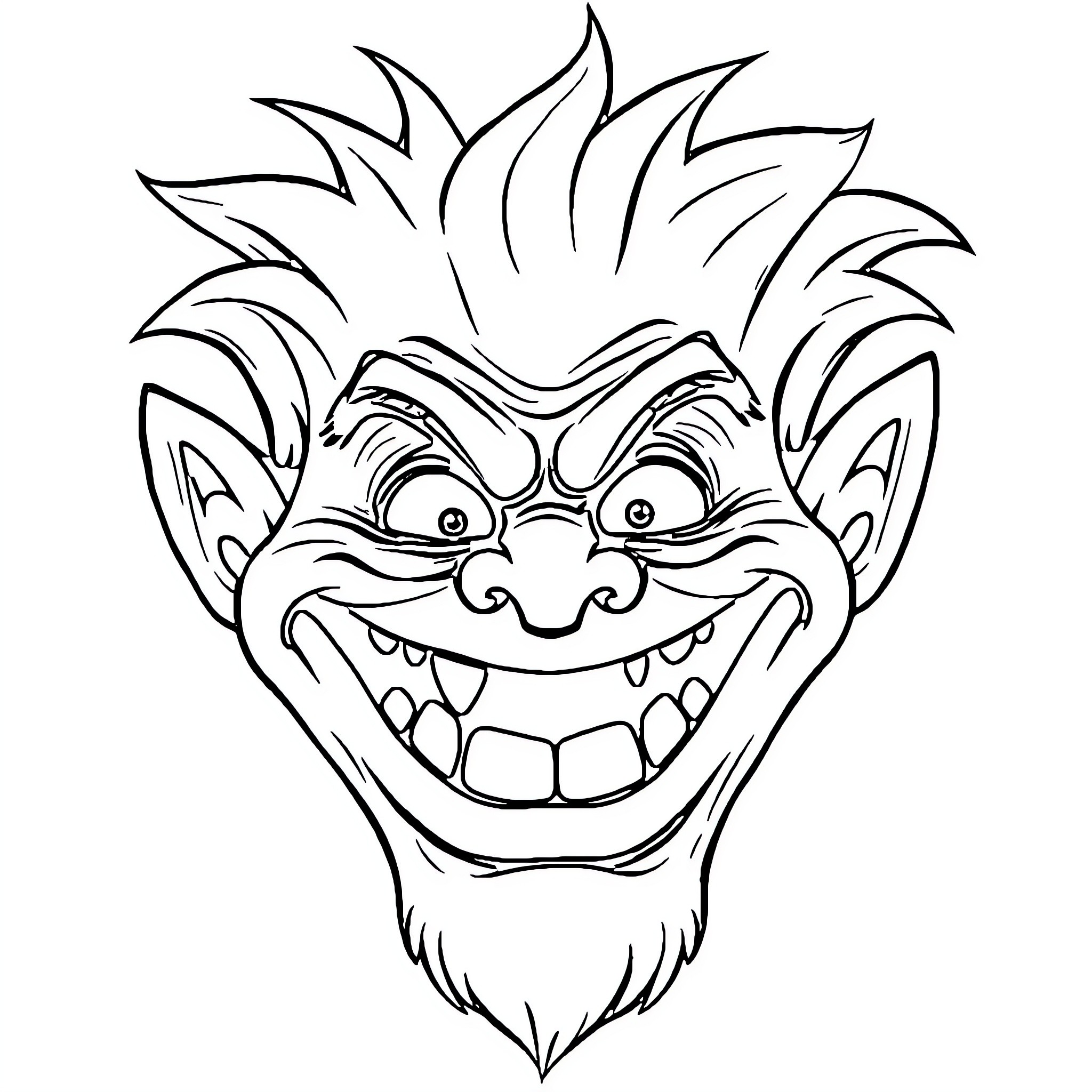Troll making a mischievous expression Coloring Page (free black-and-white line drawing printable PDF for all, from beginners to advanced learners, including children, teens, adults, and seniors)