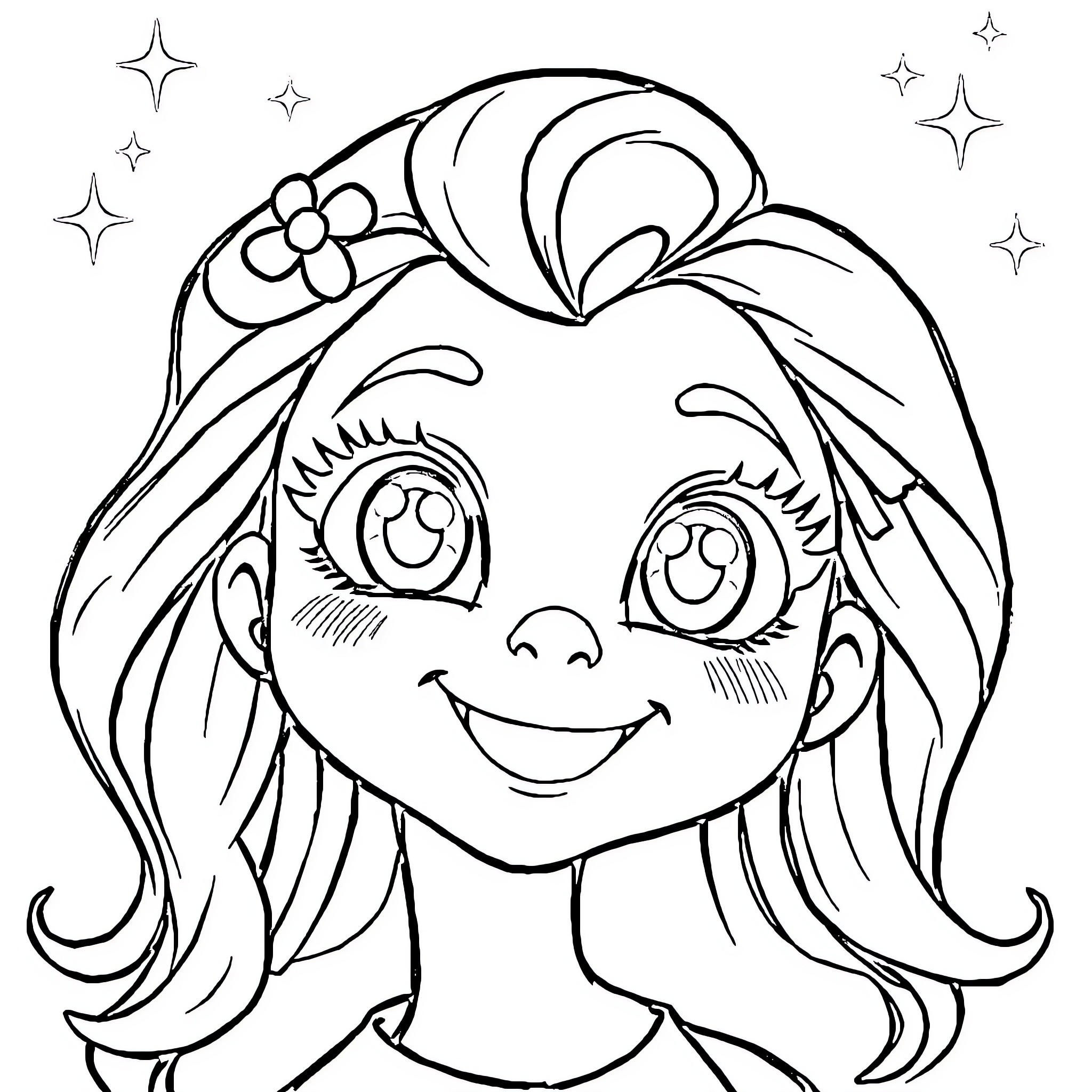 Gabby's Vibrant and Playful Expression Coloring Page (free black-and-white line drawing printable PDF for all, from beginners to advanced learners, including children, teens, adults, and seniors)