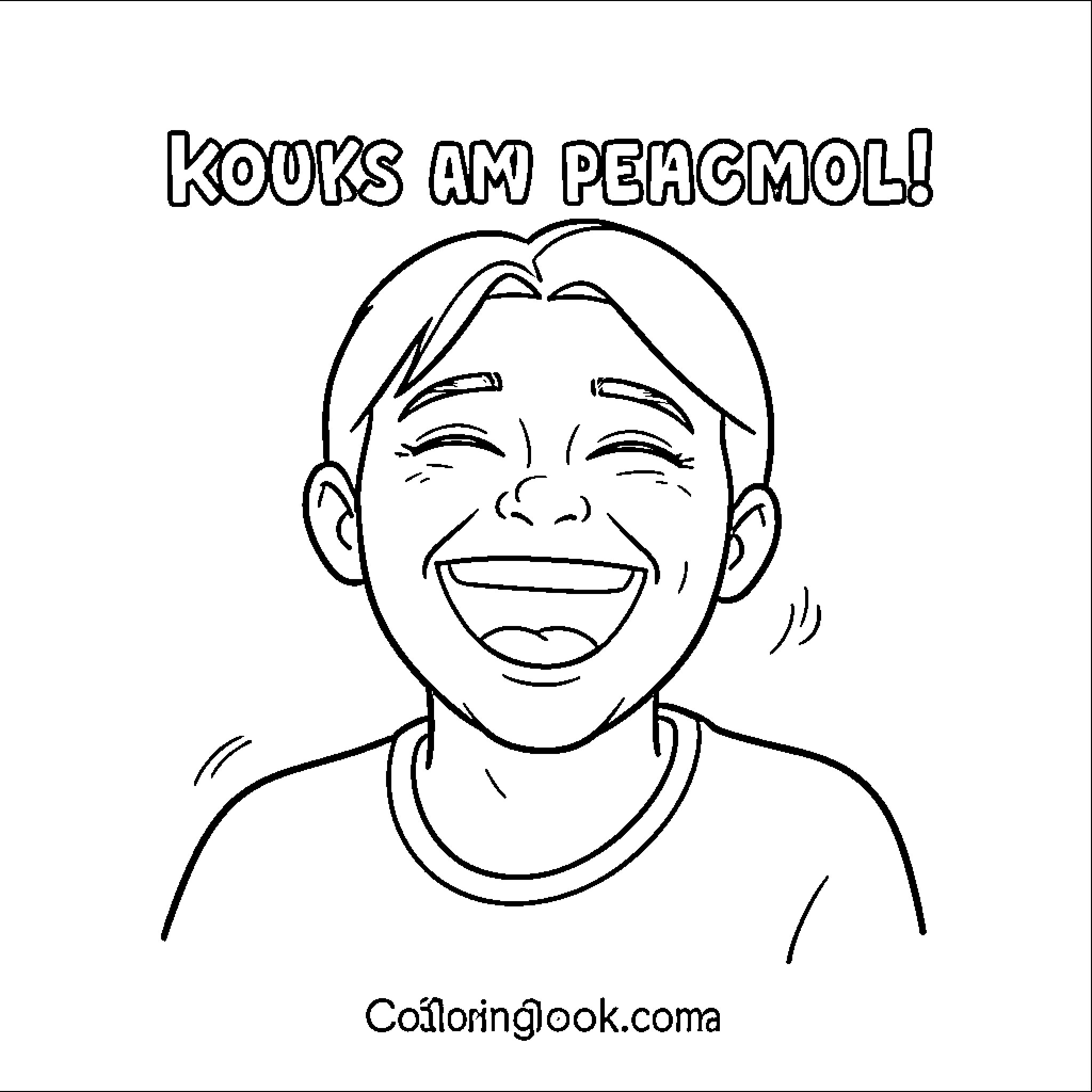 Xd Happy person laughing with eyes closed Coloring Page (free black-and-white line drawing printable PDF for all, from beginners to advanced learners, including children, teens, adults, and seniors)