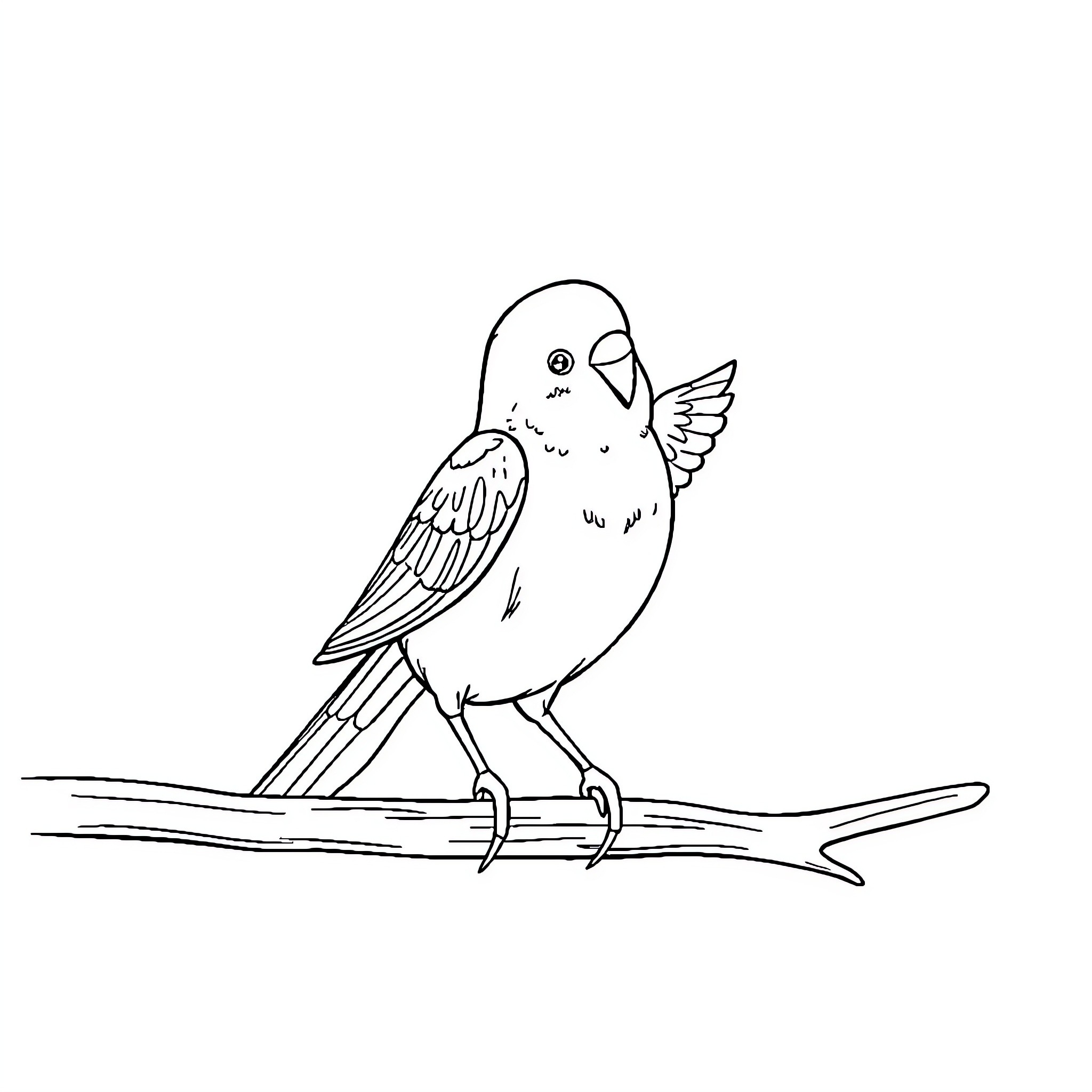 Budgie resting peacefully on a perch Coloring Page (free black-and-white line drawing printable PDF for all, from beginners to advanced learners, including children, teens, adults, and seniors)