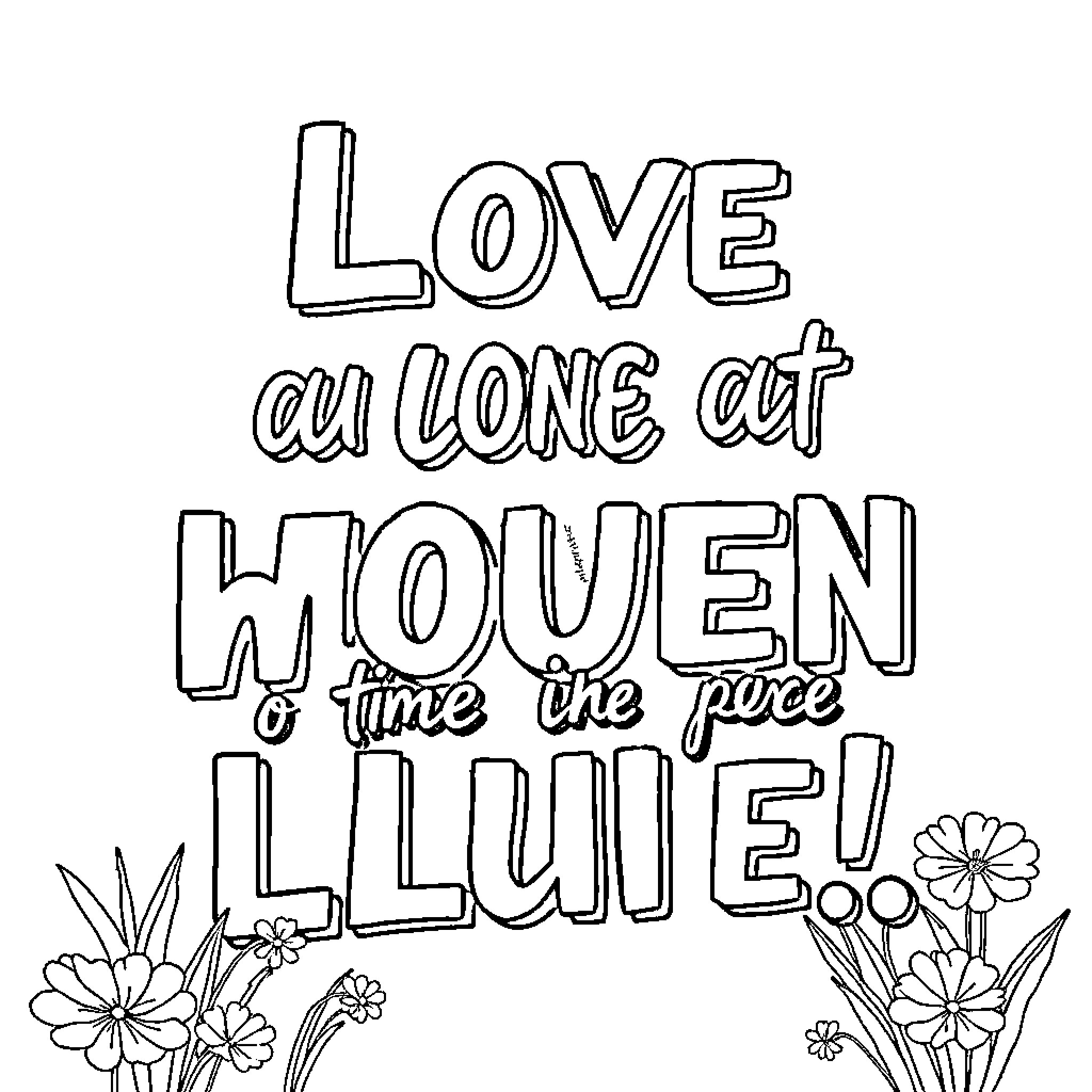 Quote: Love as lone cat howling in the free wild Coloring Page (free black-and-white line drawing printable PDF for all, from beginners to advanced learners, including children, teens, adults, and seniors)