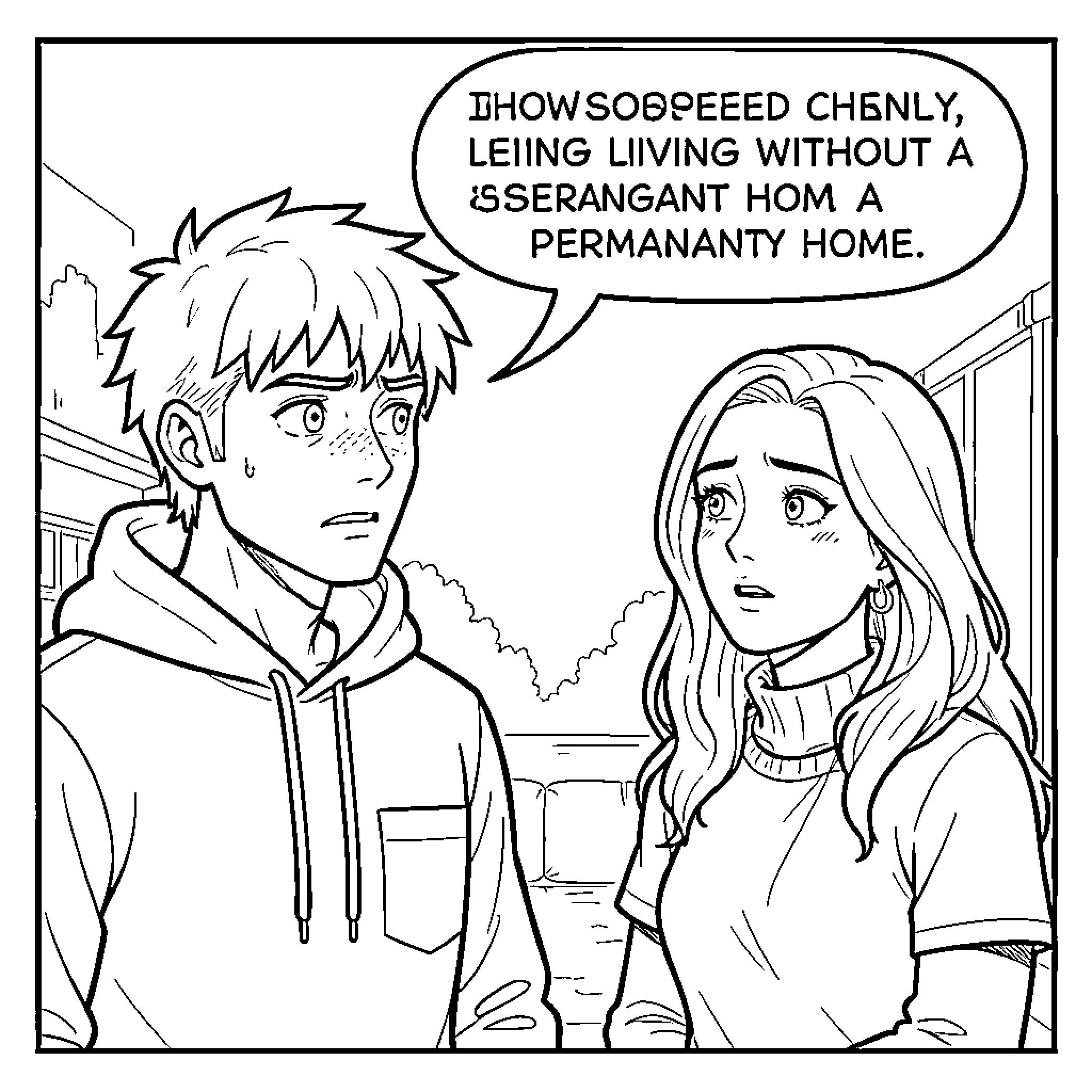 Ishowspeed chenly, living without a permanent home Coloring Page (free black-and-white line drawing printable PDF for all, from beginners to advanced learners, including children, teens, adults, and seniors)