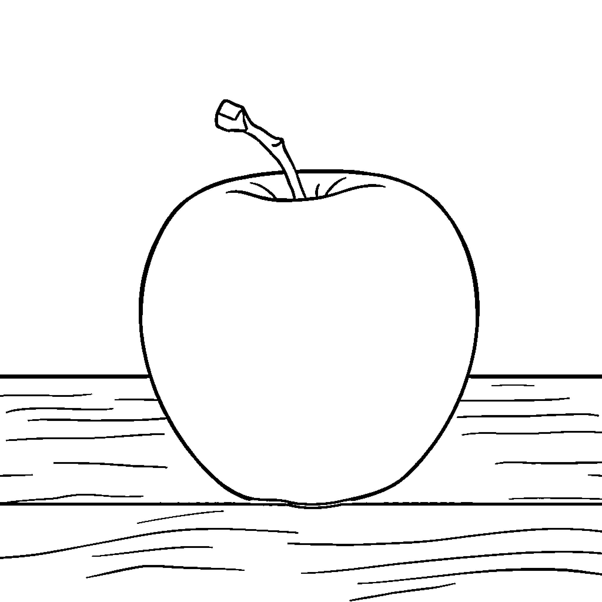 Apple in simple outline sketch Coloring Page (free black-and-white line drawing printable PDF for all, from beginners to advanced learners, including children, teens, adults, and seniors)