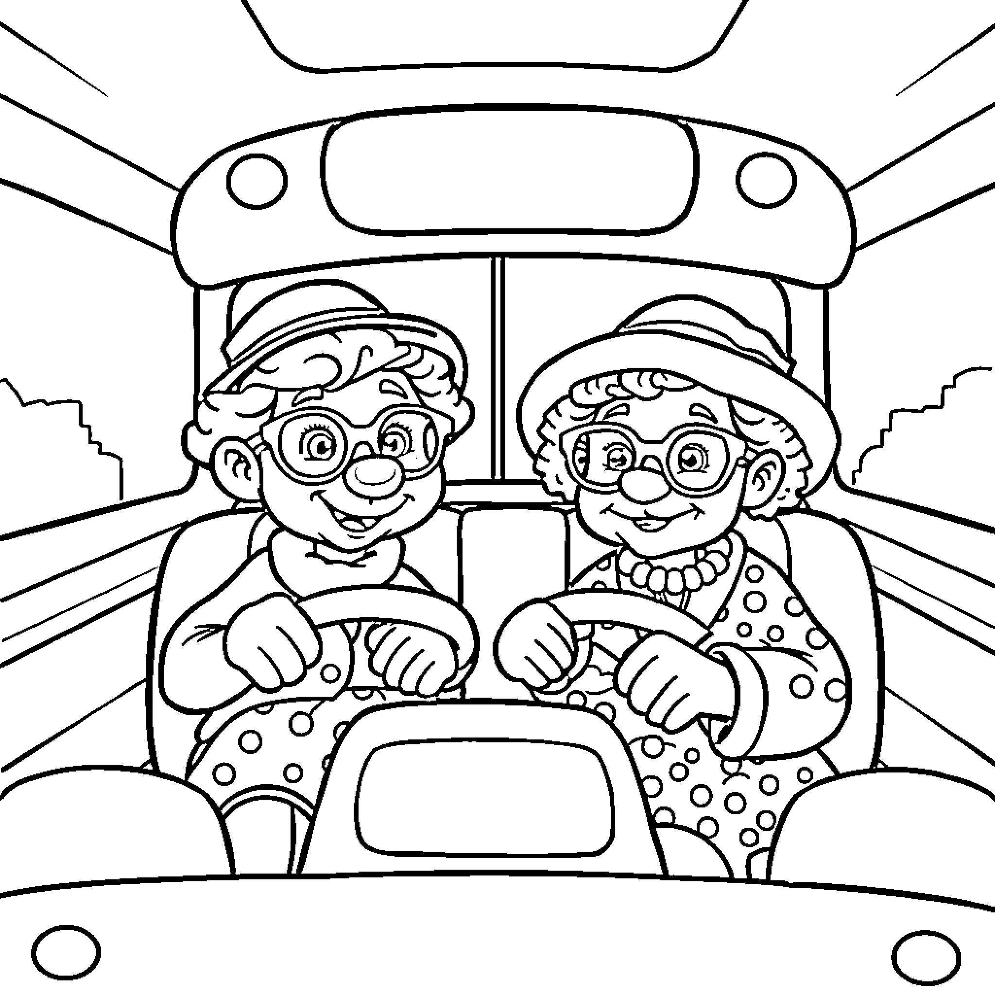 Bluey's Imaginary Bus Adventure Coloring Page (free black-and-white line drawing printable PDF for all, from beginners to advanced learners, including children, teens, adults, and seniors)