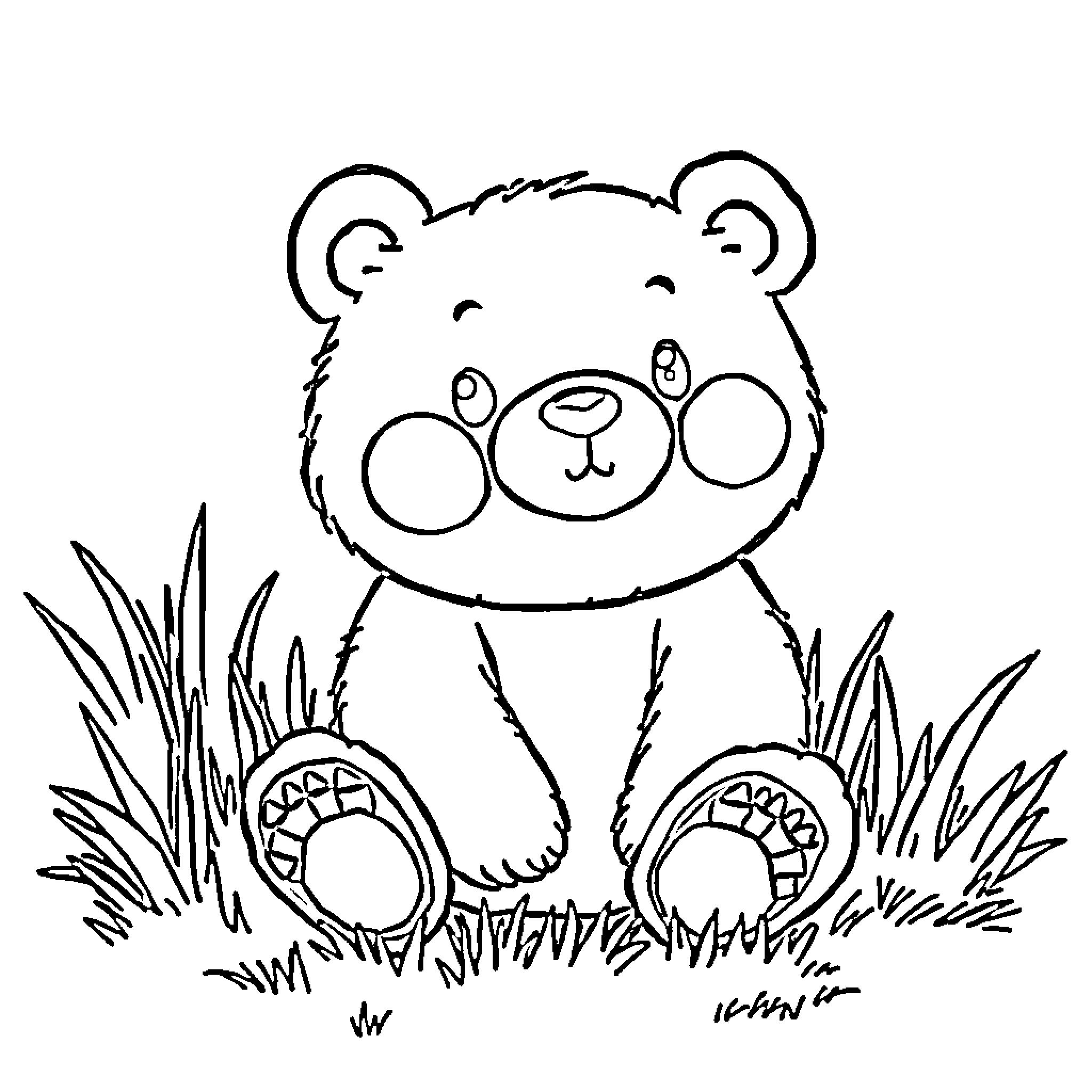 Oso the cute bear exploring the nature Coloring Page (free black-and-white line drawing printable PDF for all, from beginners to advanced learners, including children, teens, adults, and seniors)