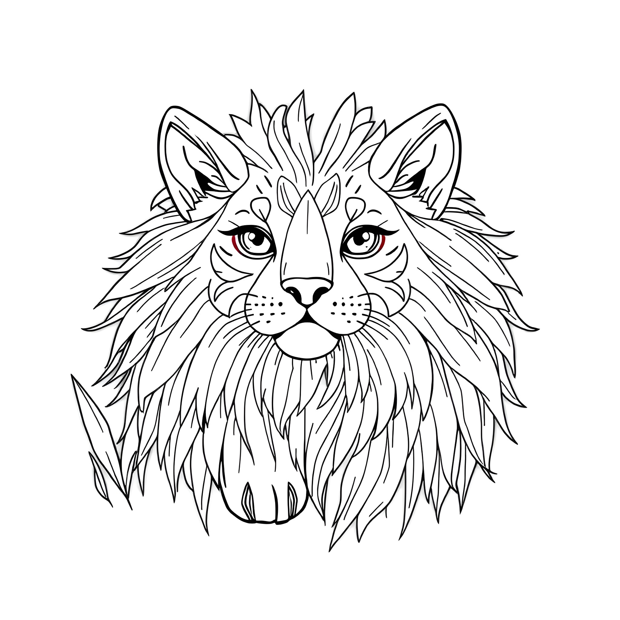Generator Artistic Lion Head Line Art Coloring Page (free black-and-white line drawing printable PDF for all, from beginners to advanced learners, including children, teens, adults, and seniors)