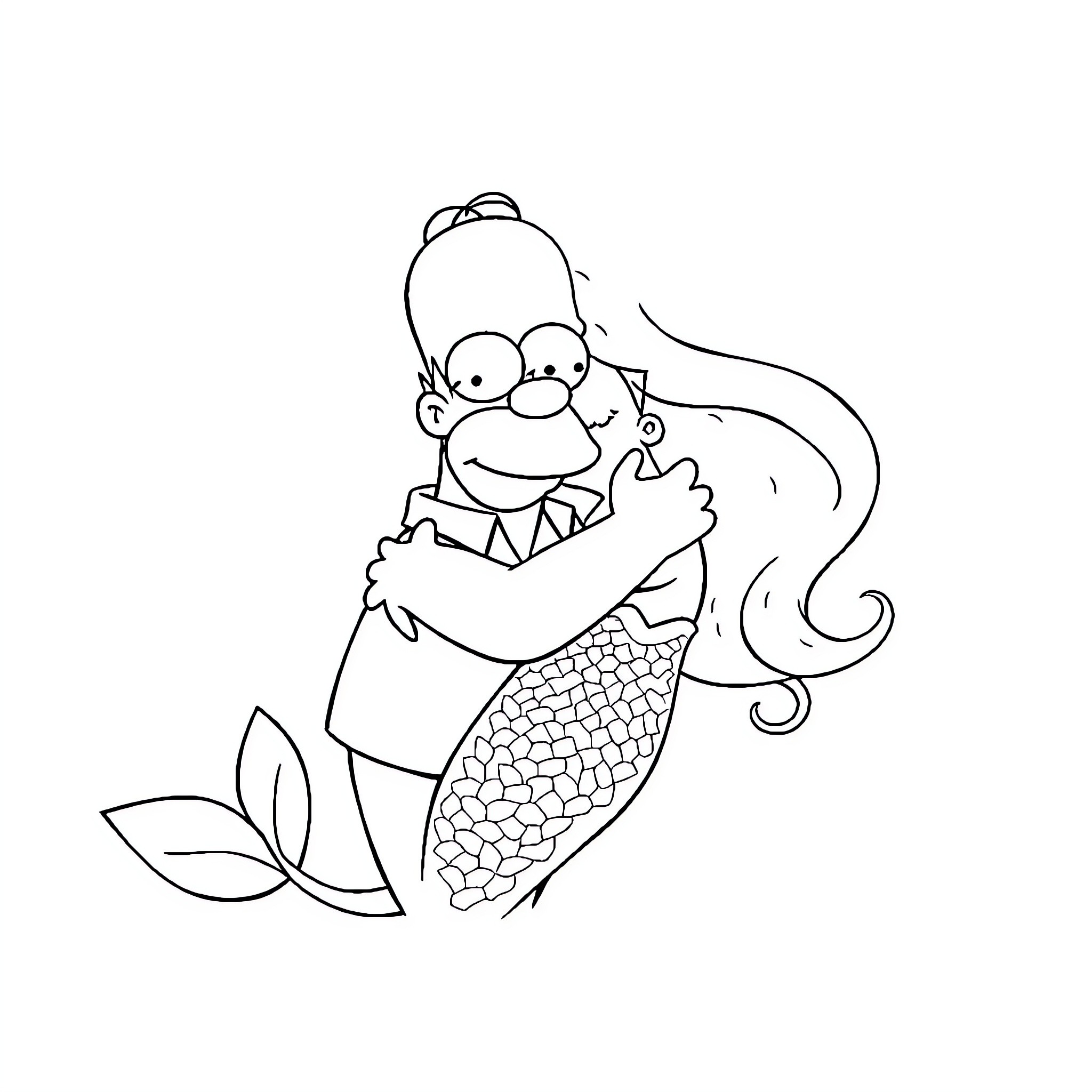 Ariel the mermaid in a whimsical pose Coloring Page (free black-and-white line drawing printable PDF for all, from beginners to advanced learners, including children, teens, adults, and seniors)