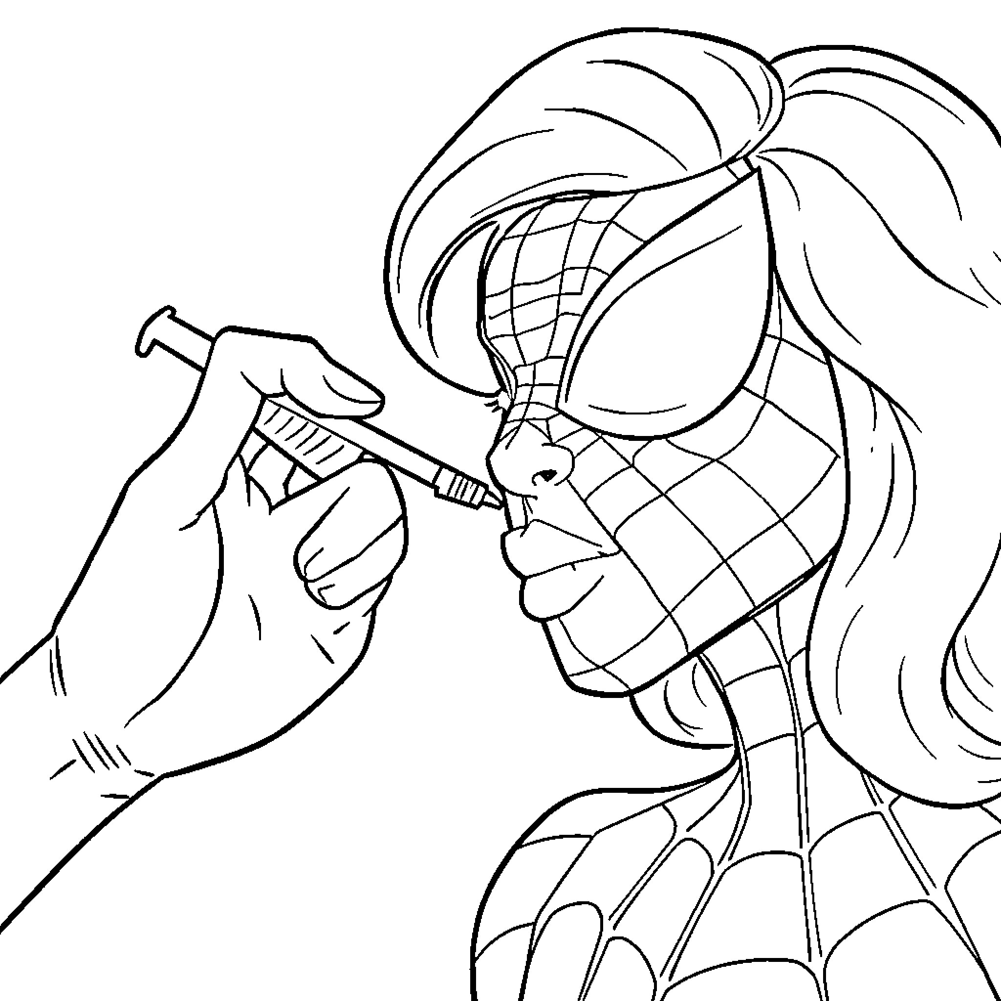 Spidey Swinging Into Action Coloring Page (free black-and-white line drawing printable PDF for all, from beginners to advanced learners, including children, teens, adults, and seniors)