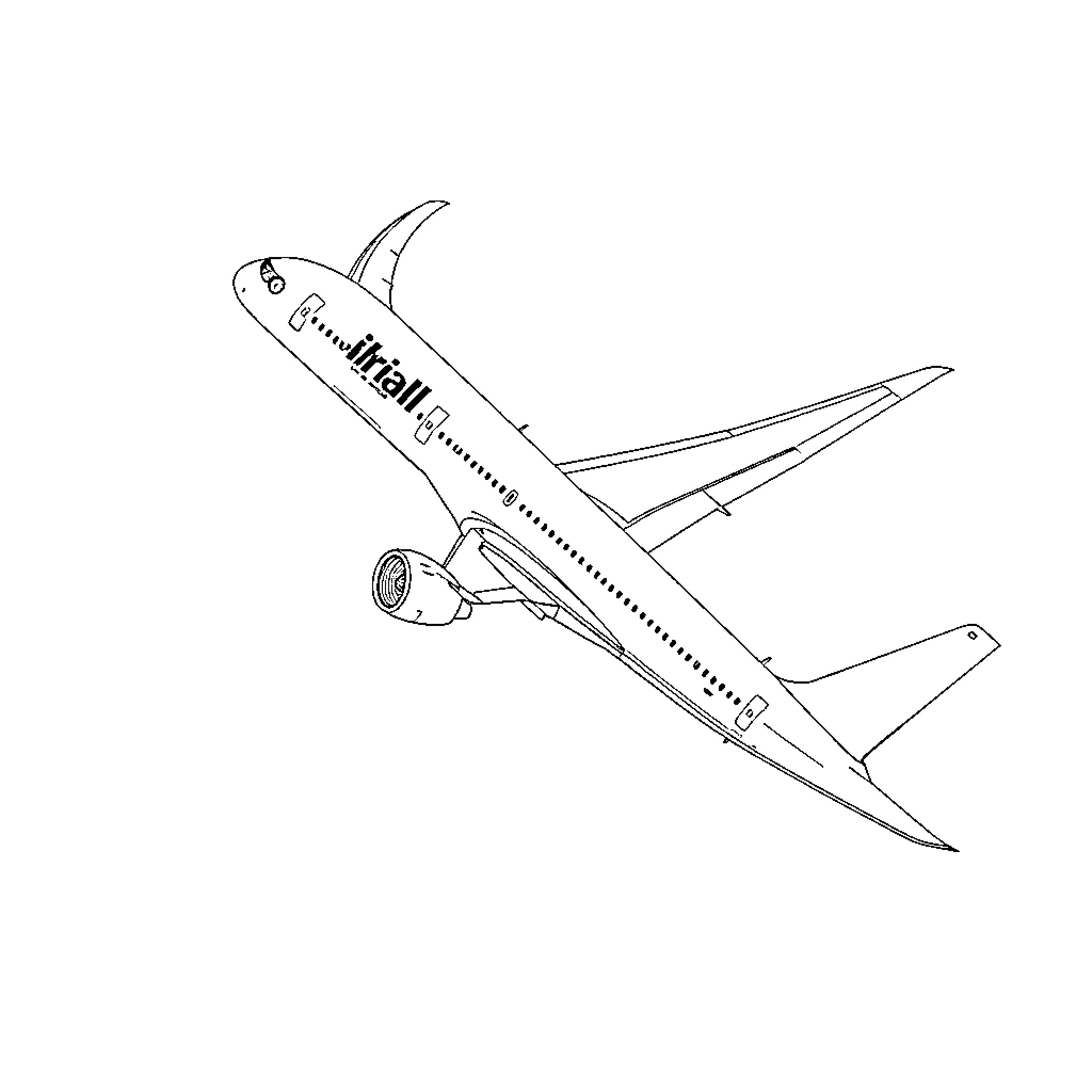 Airbus A350 aircraft in flight Coloring Page (free black-and-white line drawing printable PDF for all, from beginners to advanced learners, including children, teens, adults, and seniors)
