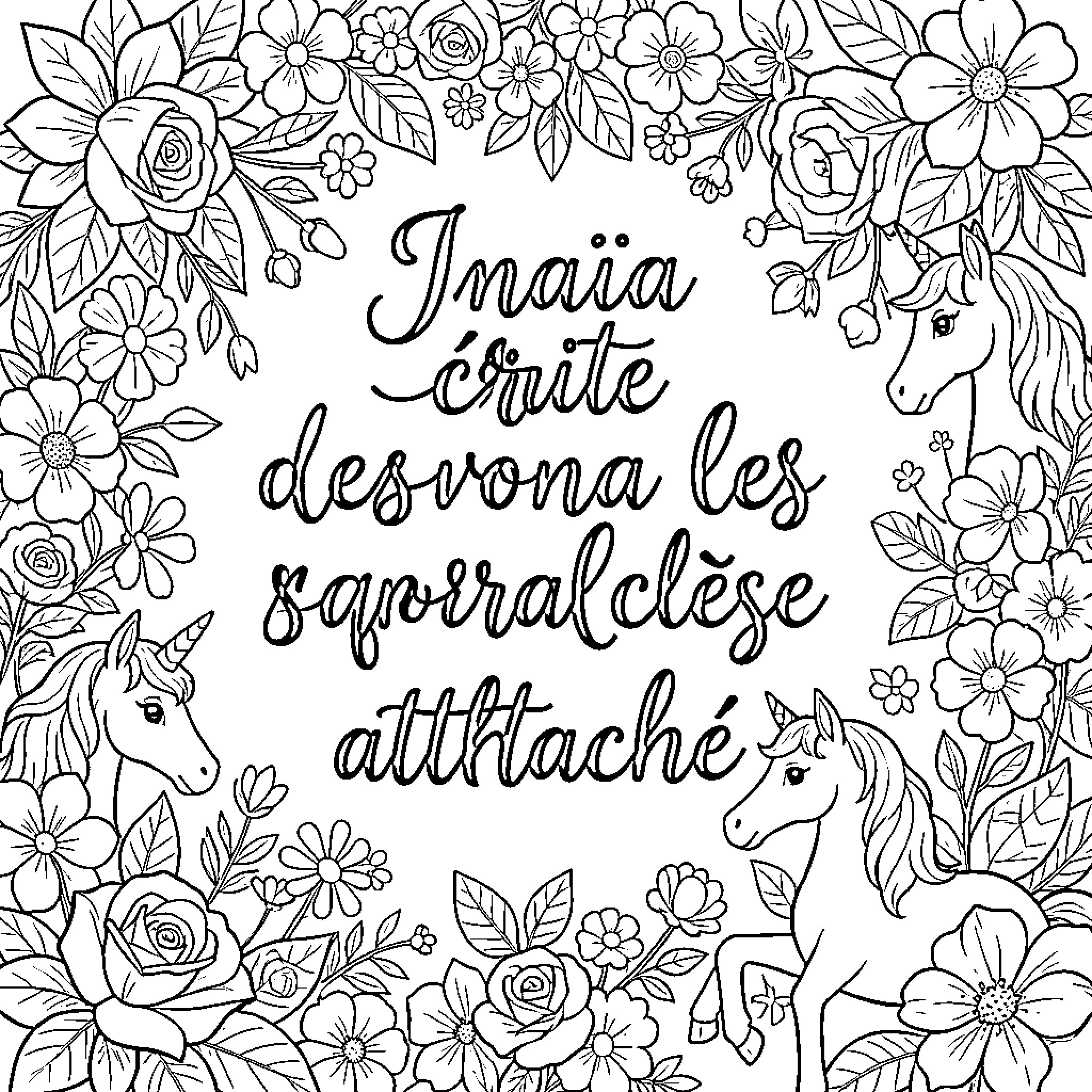 Inaia crie desvona les saporraleese atttache Coloring Page (free black-and-white line drawing printable PDF for all, from beginners to advanced learners, including children, teens, adults, and seniors)