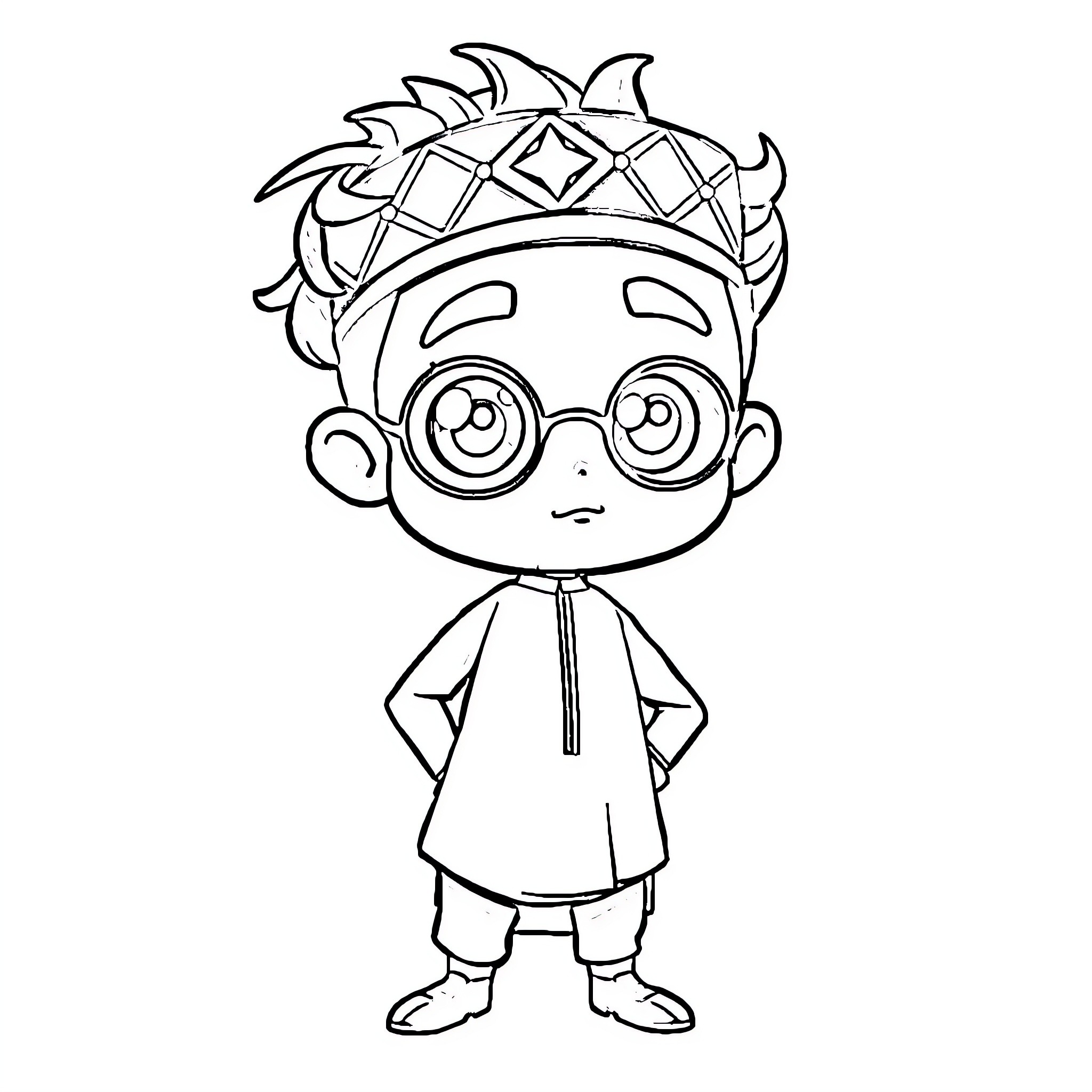 Buhari in cartoon-style illustration Coloring Page (free black-and-white line drawing printable PDF for all, from beginners to advanced learners, including children, teens, adults, and seniors)