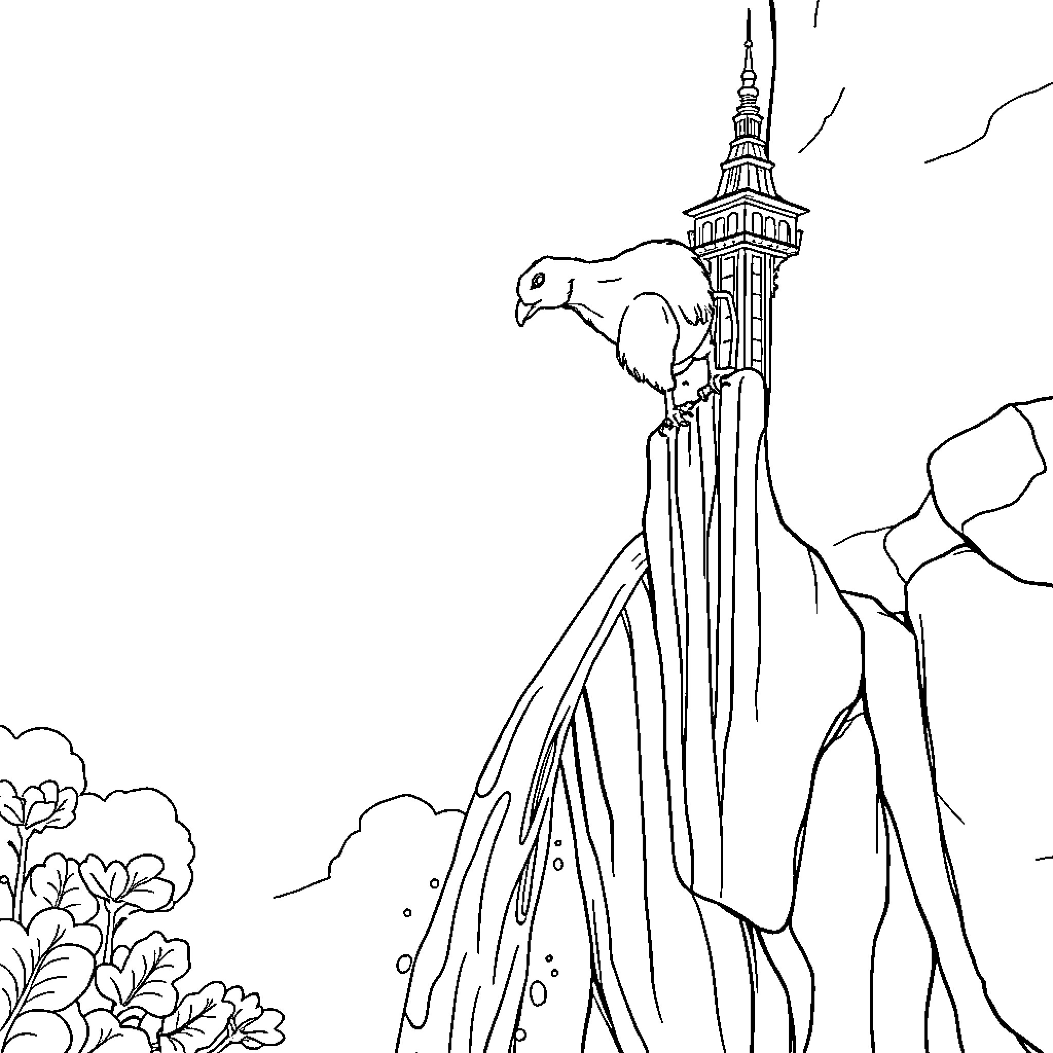 Rana exploring the magical world Coloring Page (free black-and-white line drawing printable PDF for all, from beginners to advanced learners, including children, teens, adults, and seniors)