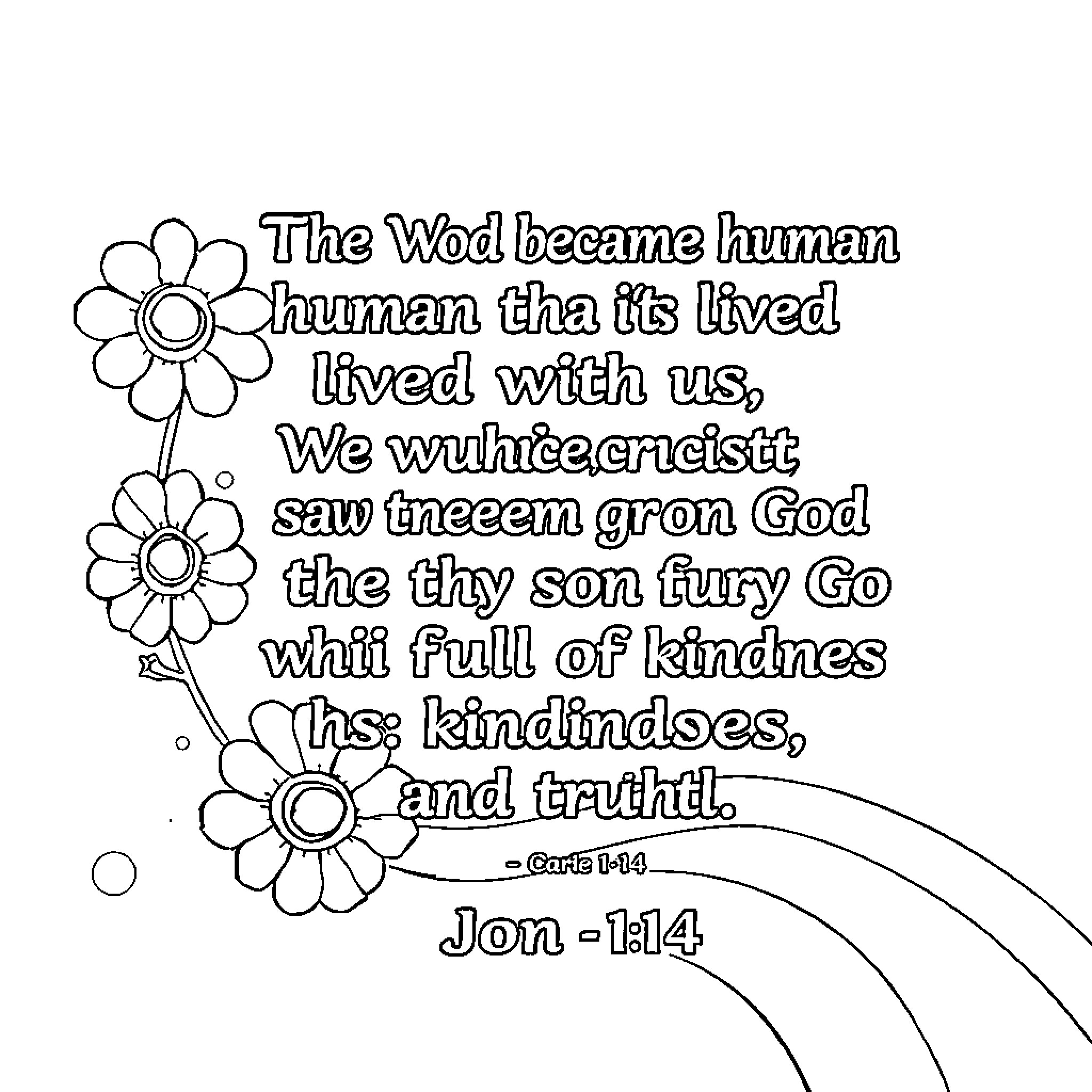 Word of God became human, lived with us Coloring Page (free black-and-white line drawing printable PDF for all, from beginners to advanced learners, including children, teens, adults, and seniors)