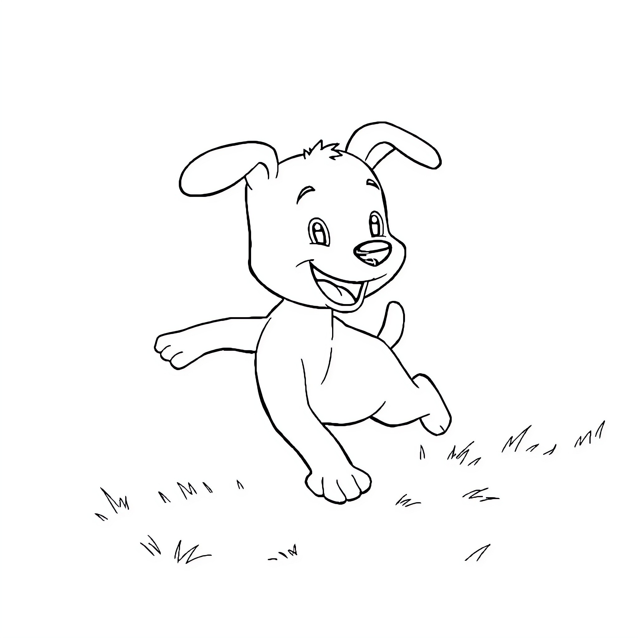 Bluey the playful puppy in the grass Coloring Page (free black-and-white line drawing printable PDF for all, from beginners to advanced learners, including children, teens, adults, and seniors)