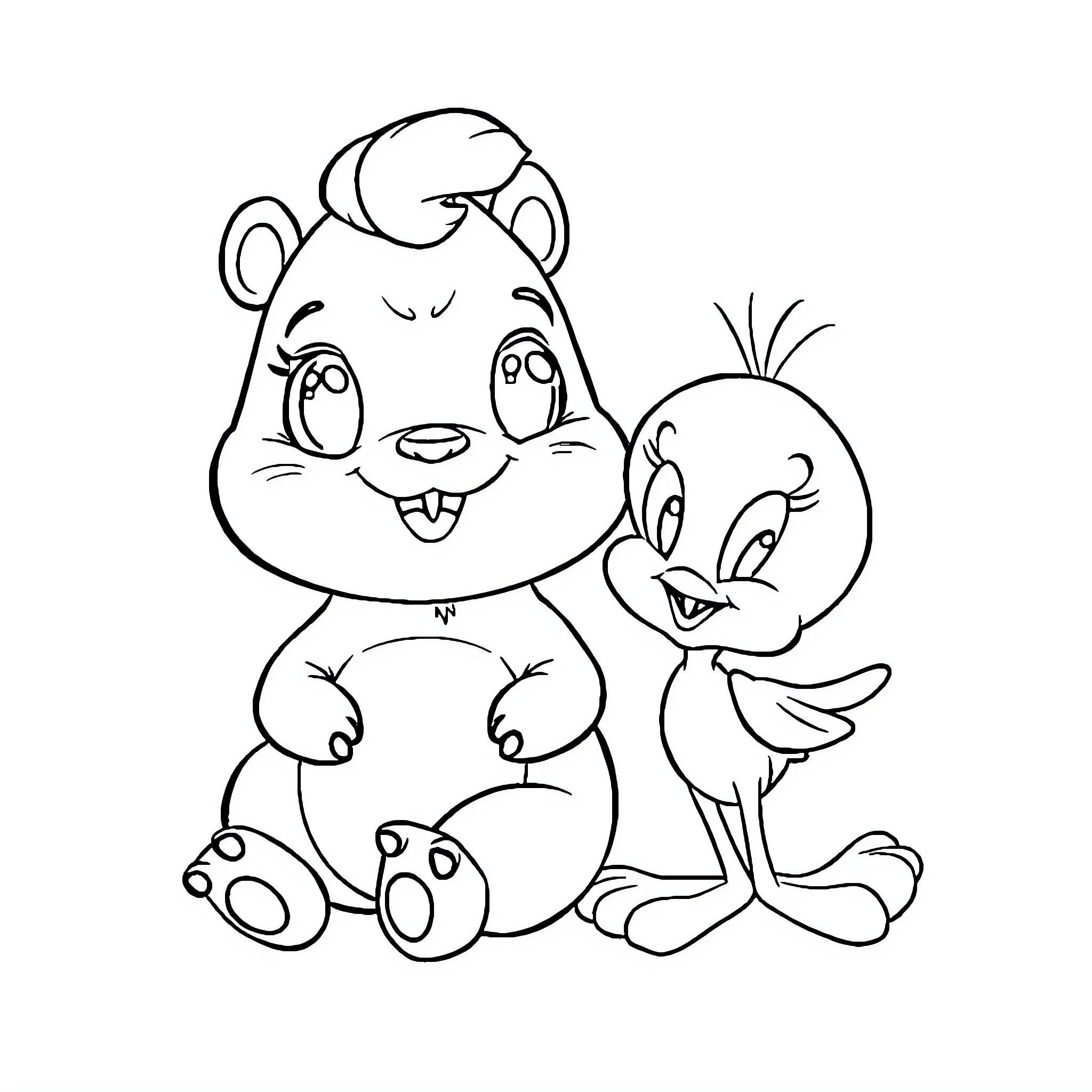 Cinnamonroll cartoon characters playing together Coloring Page (free black-and-white line drawing printable PDF for all, from beginners to advanced learners, including children, teens, adults, and seniors)