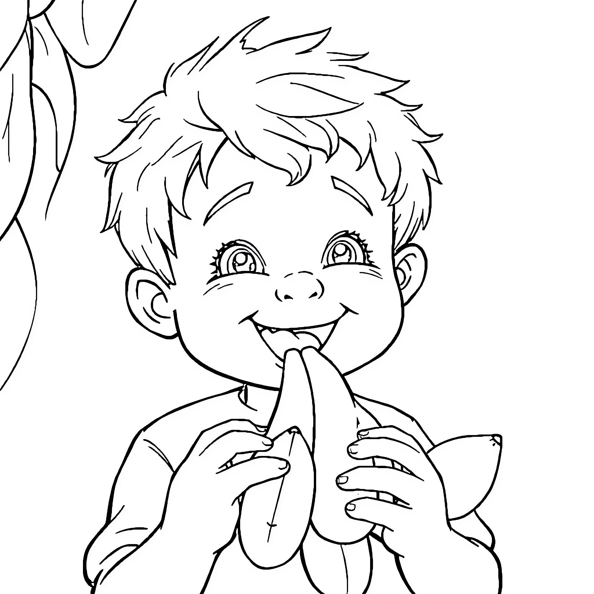 Boy making a funny face Coloring Page (free black-and-white line drawing printable PDF for all, from beginners to advanced learners, including children, teens, adults, and seniors)