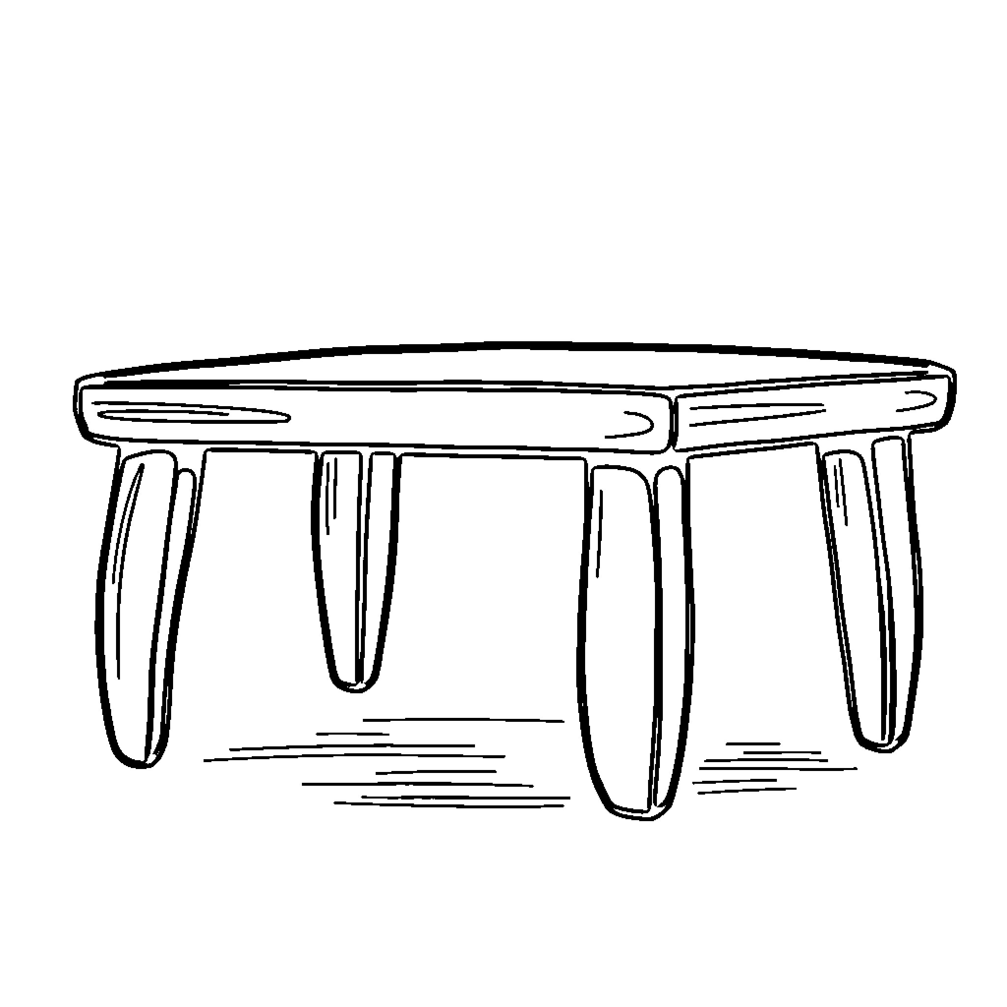 Table with Distinct Legs Coloring Page (free black-and-white line drawing printable PDF for all, from beginners to advanced learners, including children, teens, adults, and seniors)