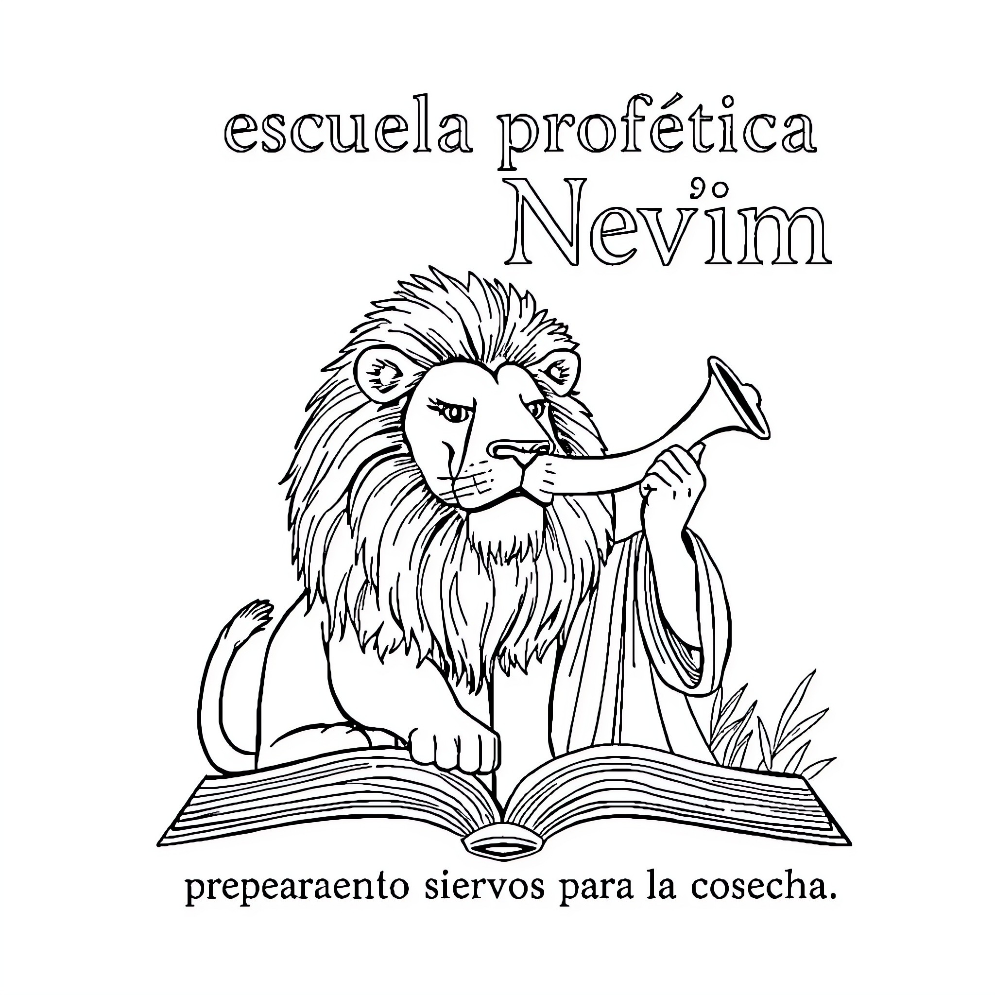 Lion reading a book with scripture Coloring Page (free black-and-white line drawing printable PDF for all, from beginners to advanced learners, including children, teens, adults, and seniors)