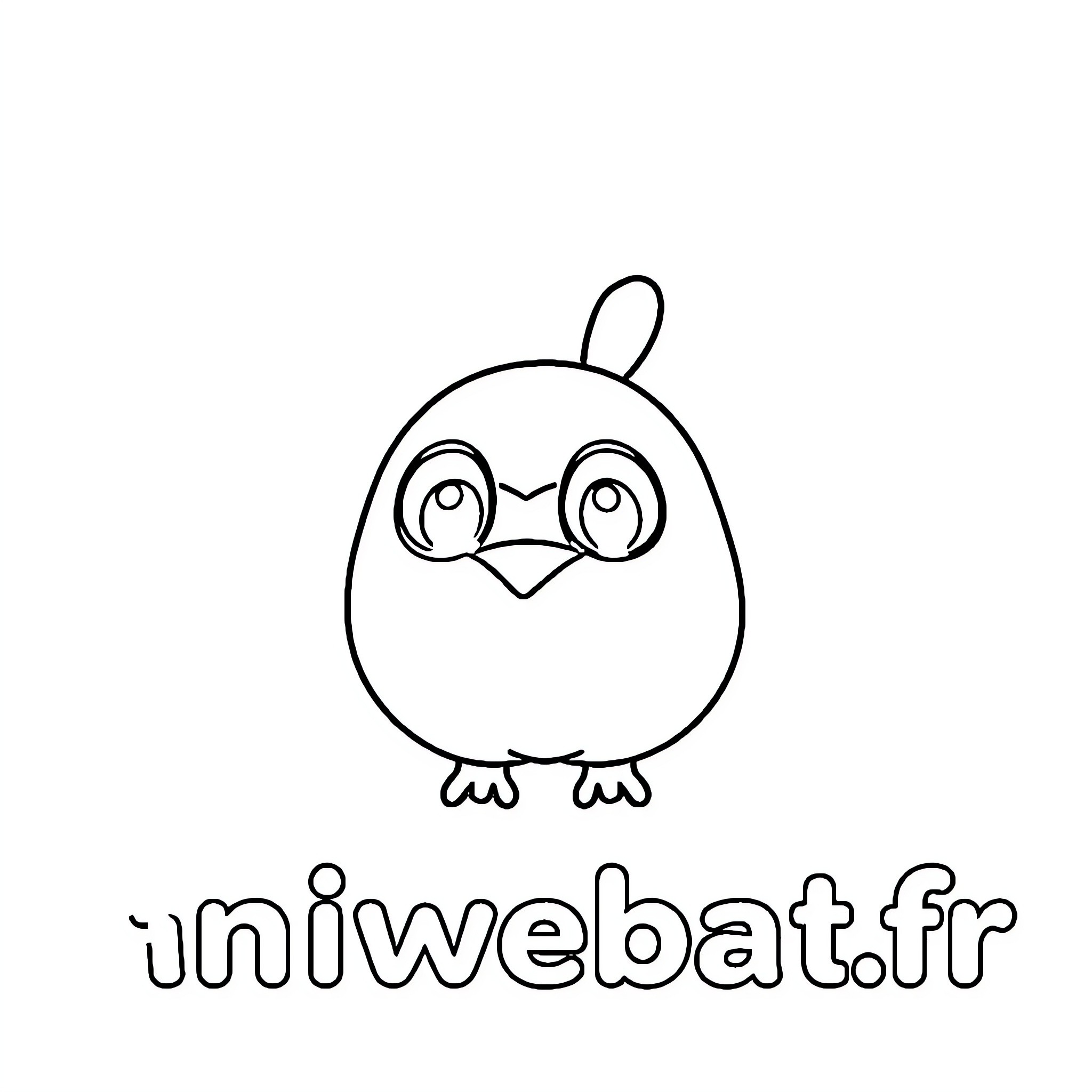 Logo of a cheerful cartoon chick Coloring Page (free black-and-white line drawing printable PDF for all, from beginners to advanced learners, including children, teens, adults, and seniors)