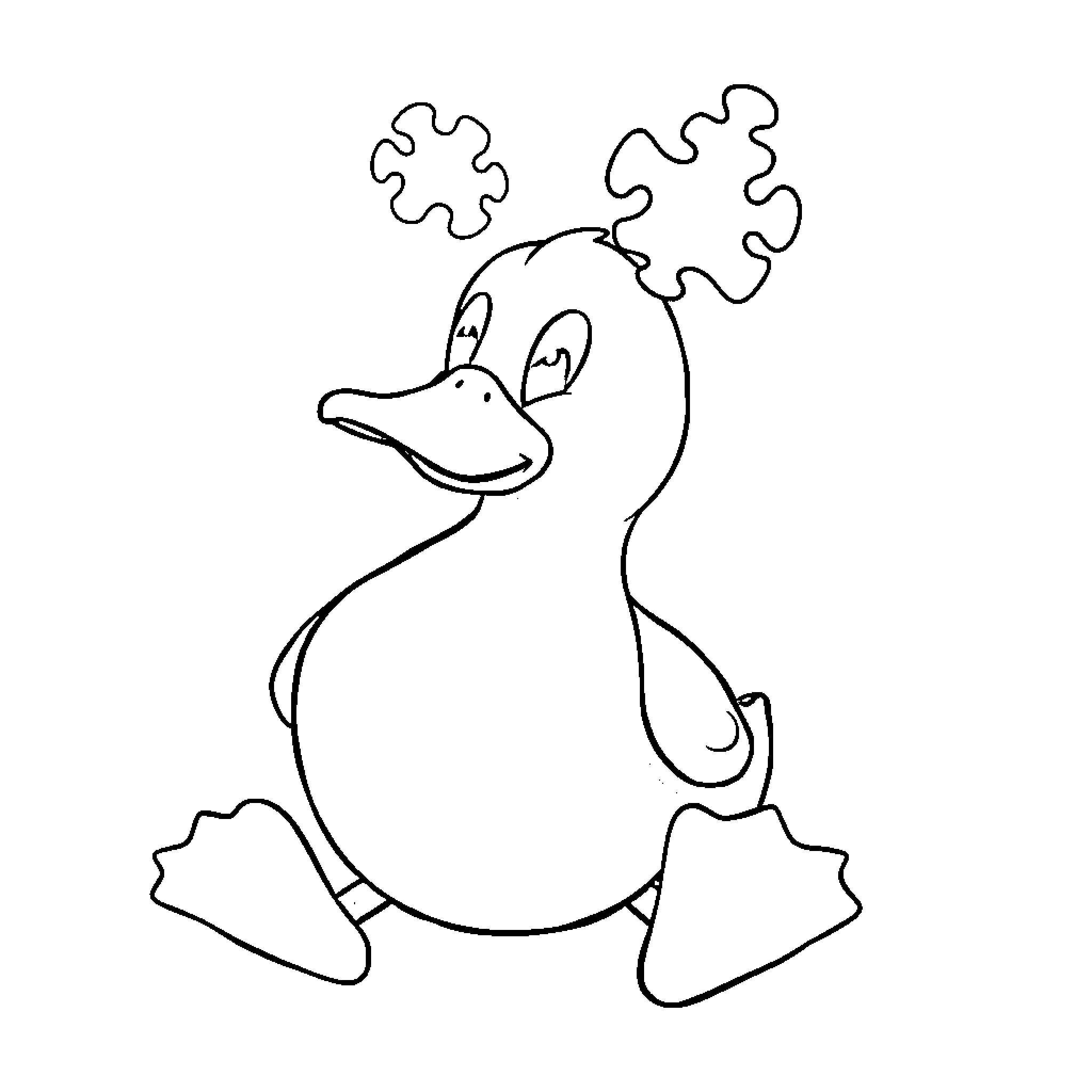 Psyduck walking with a confused expression Coloring Page (free black-and-white line drawing printable PDF for all, from beginners to advanced learners, including children, teens, adults, and seniors)