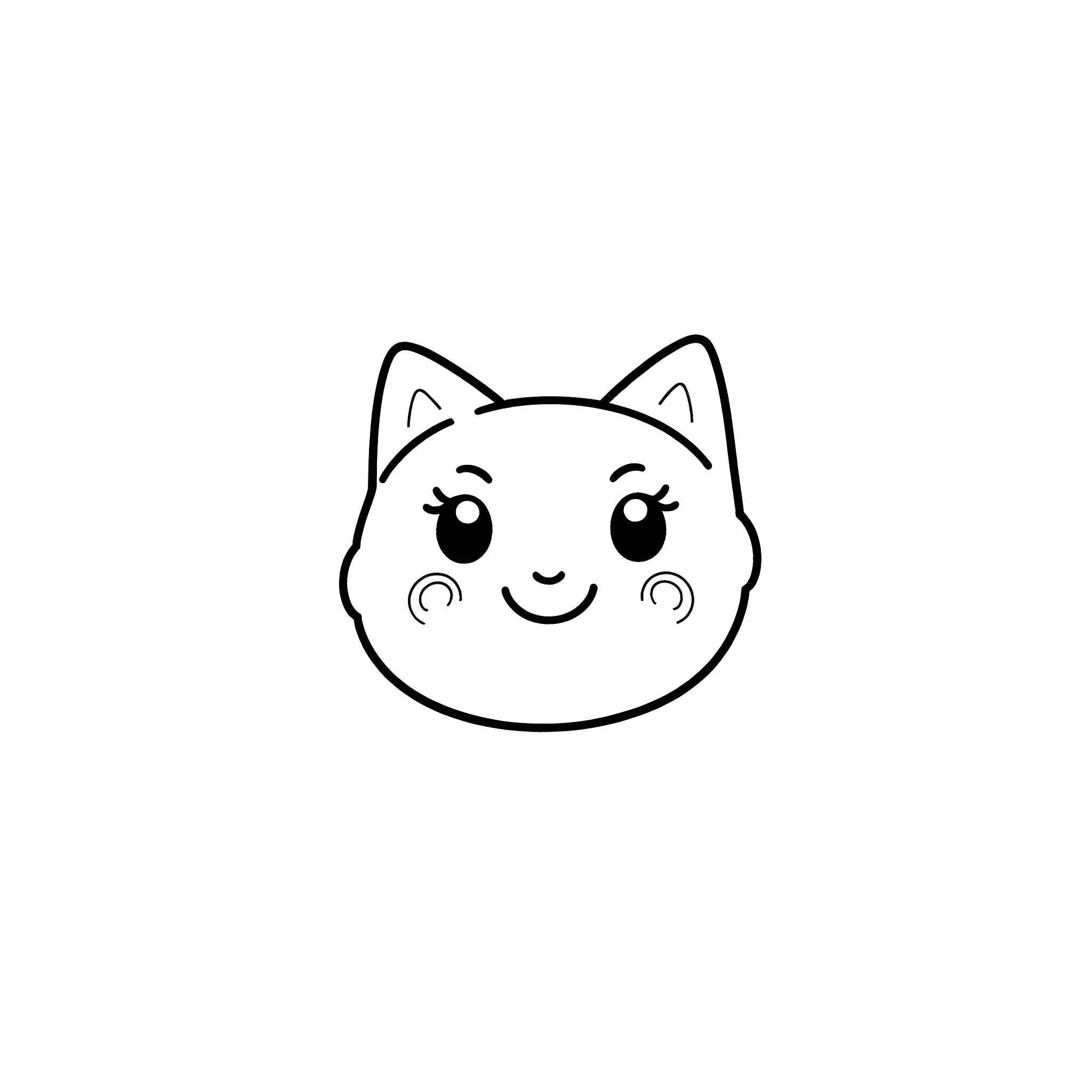 AT&T Cute Cartoon Cat Face Coloring Page (free black-and-white line drawing printable PDF for all, from beginners to advanced learners, including children, teens, adults, and seniors)