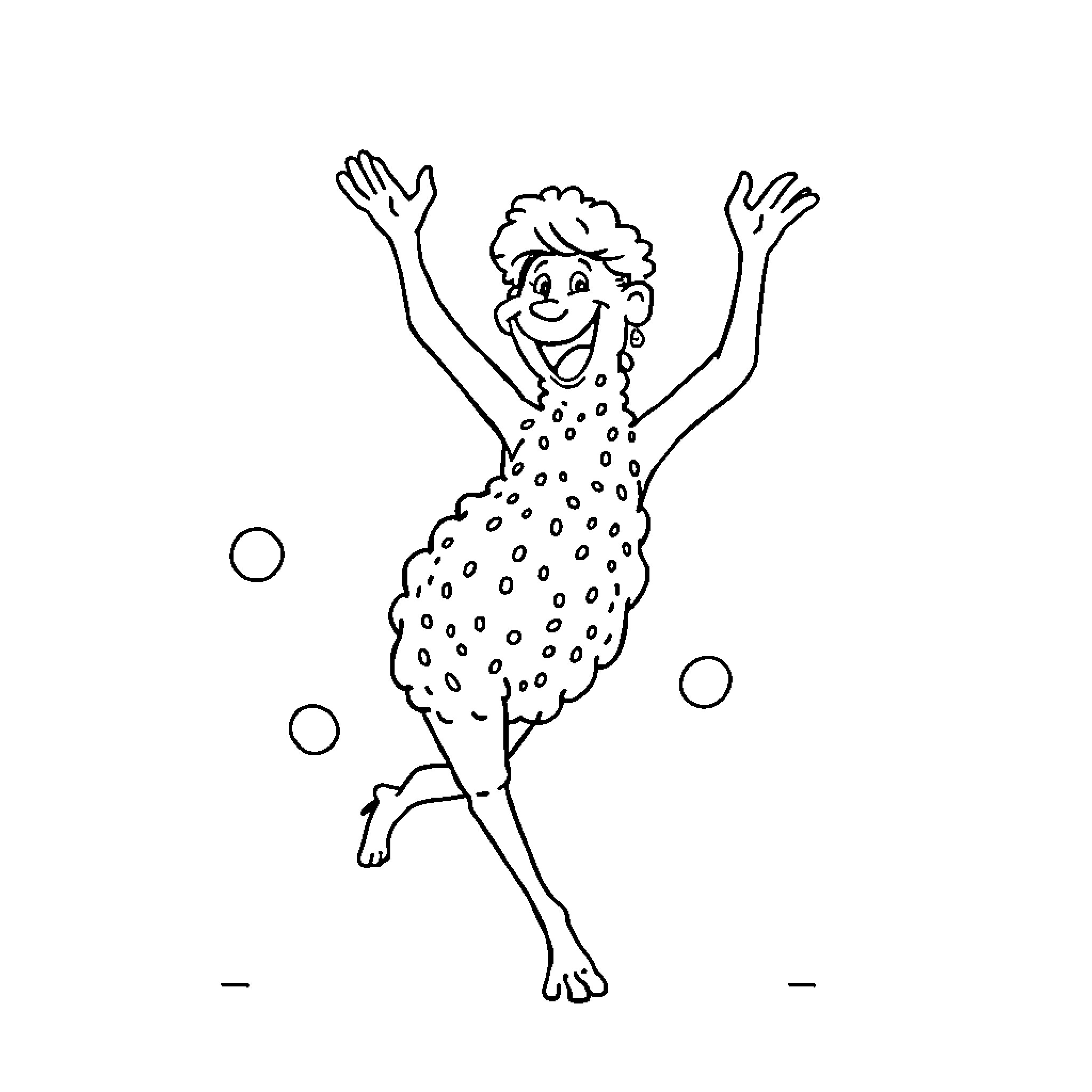 Caca Figures Dancing Joyfully Coloring Page (free black-and-white line drawing printable PDF for all, from beginners to advanced learners, including children, teens, adults, and seniors)