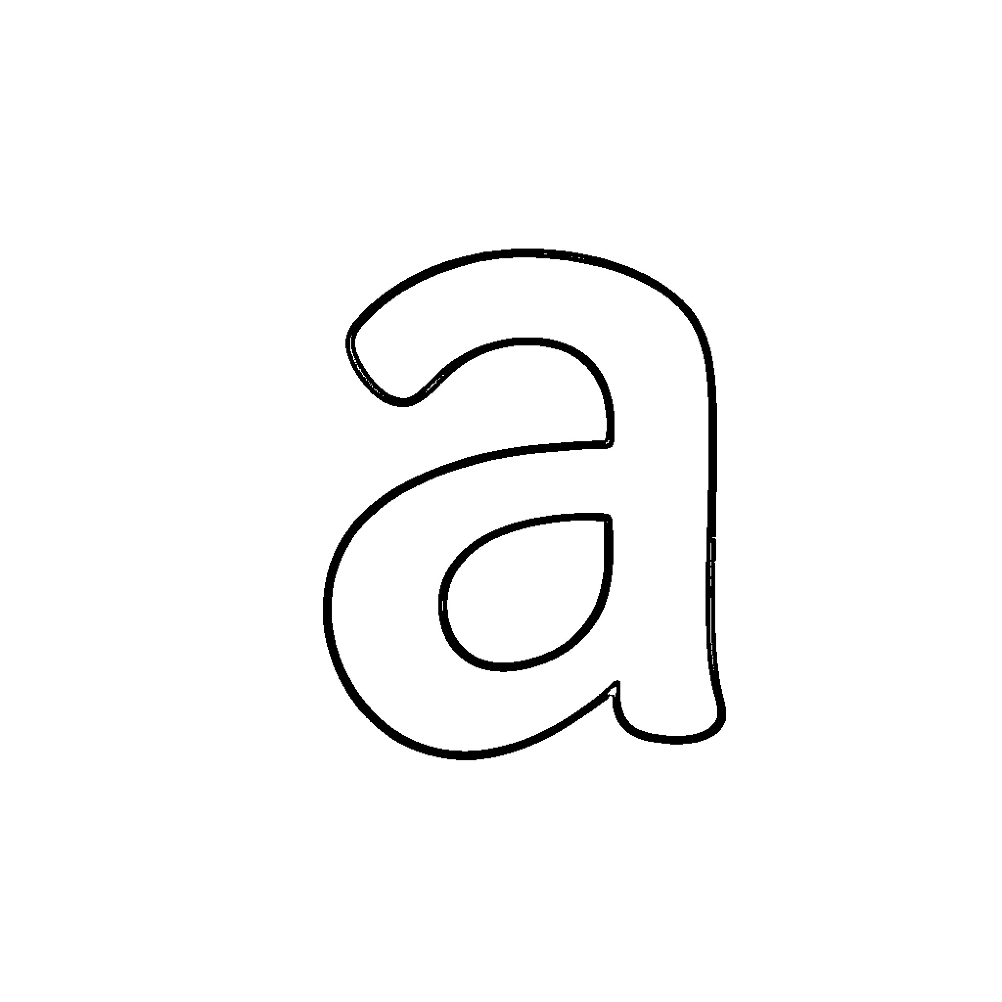 Letter A drawn with continuous line Coloring Page (free black-and-white line drawing printable PDF for all, from beginners to advanced learners, including children, teens, adults, and seniors)