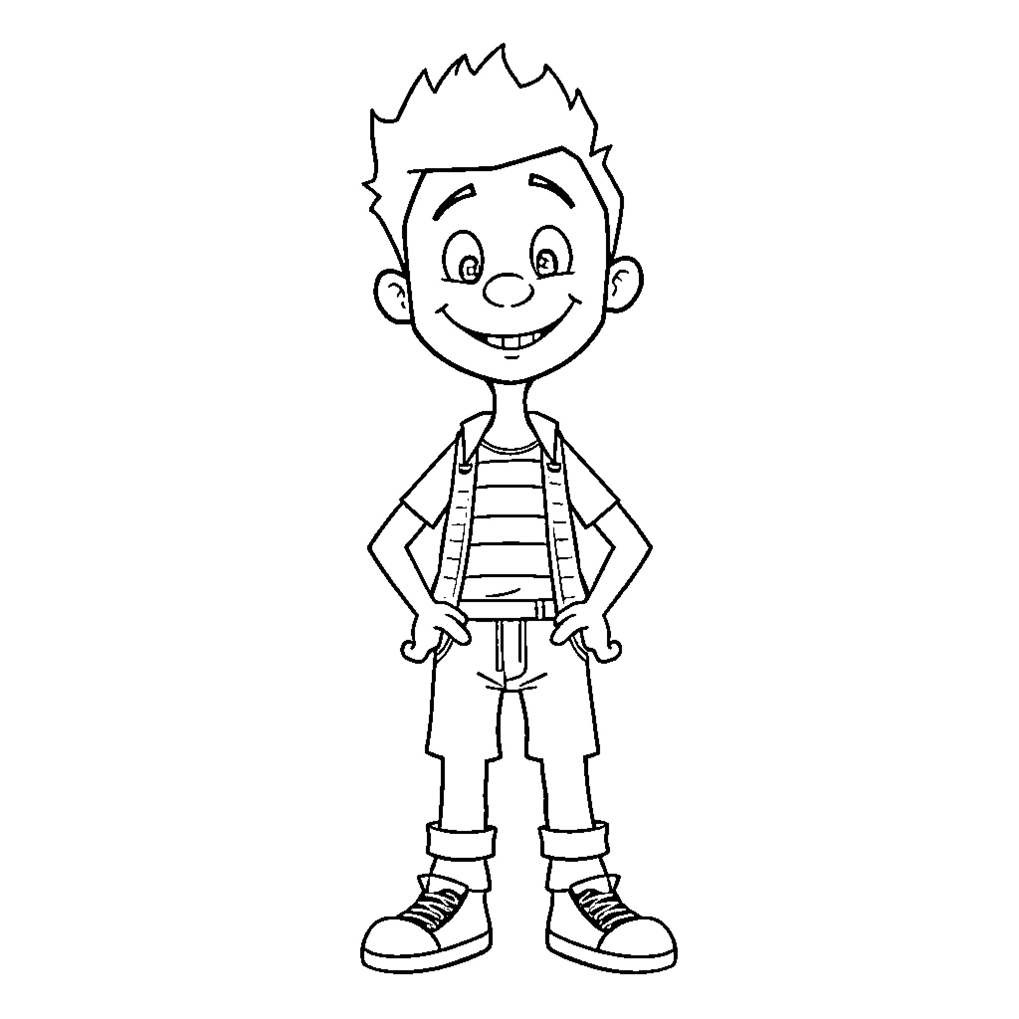 Patrick's Cheerful Illustration Coloring Page (free black-and-white line drawing printable PDF for all, from beginners to advanced learners, including children, teens, adults, and seniors)