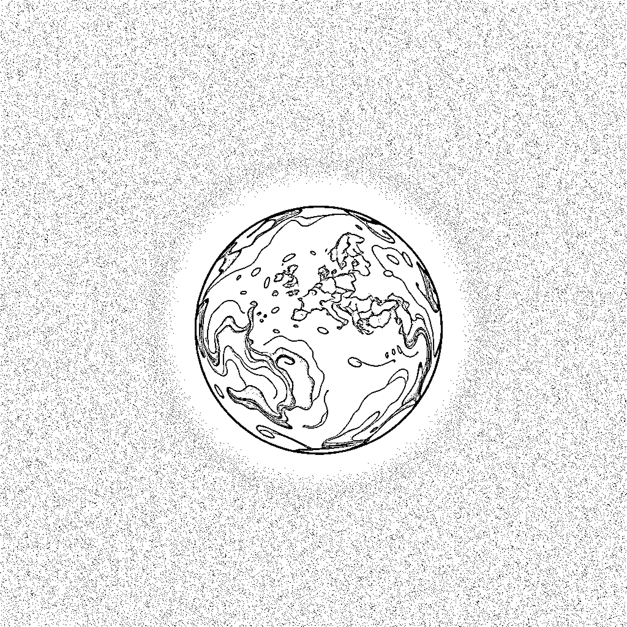 Earth depicted in simple line art Coloring Page (free black-and-white line drawing printable PDF for all, from beginners to advanced learners, including children, teens, adults, and seniors)