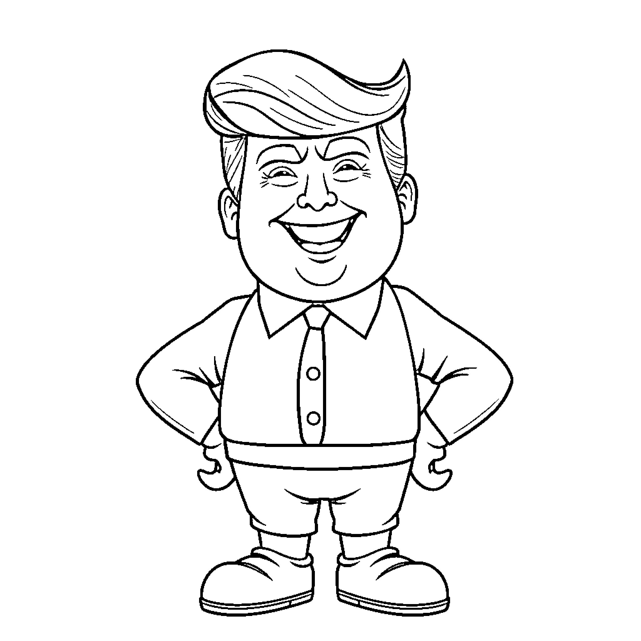 Bob Big Boy smiling happily in business attire Coloring Page (free black-and-white line drawing printable PDF for all, from beginners to advanced learners, including children, teens, adults, and seniors)