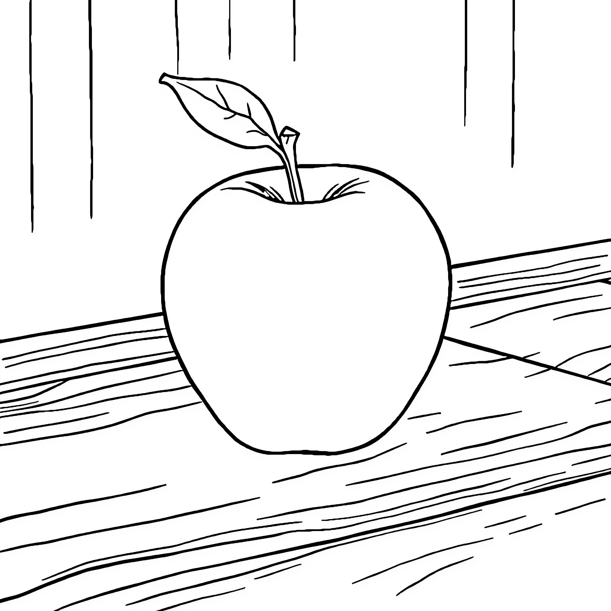 Apple in the Orchard Coloring Page (free black-and-white line drawing printable PDF for all, from beginners to advanced learners, including children, teens, adults, and seniors)