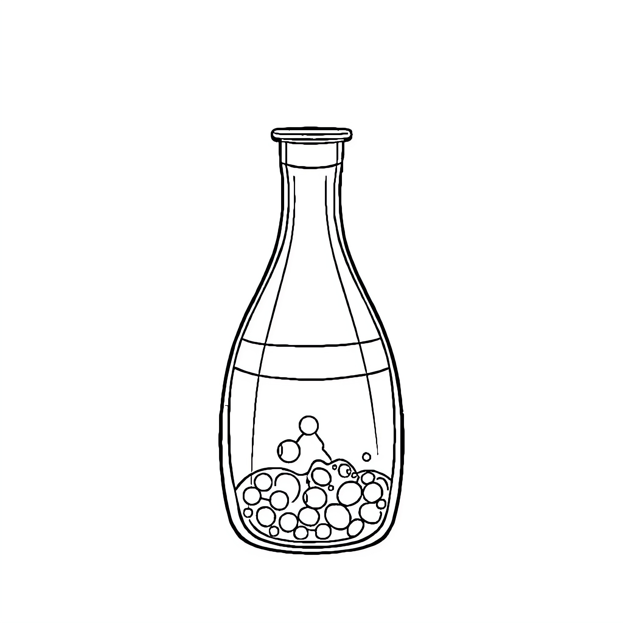 Chemical experiment with bubbles in flask Coloring Page (free black-and-white line drawing printable PDF for all, from beginners to advanced learners, including children, teens, adults, and seniors)