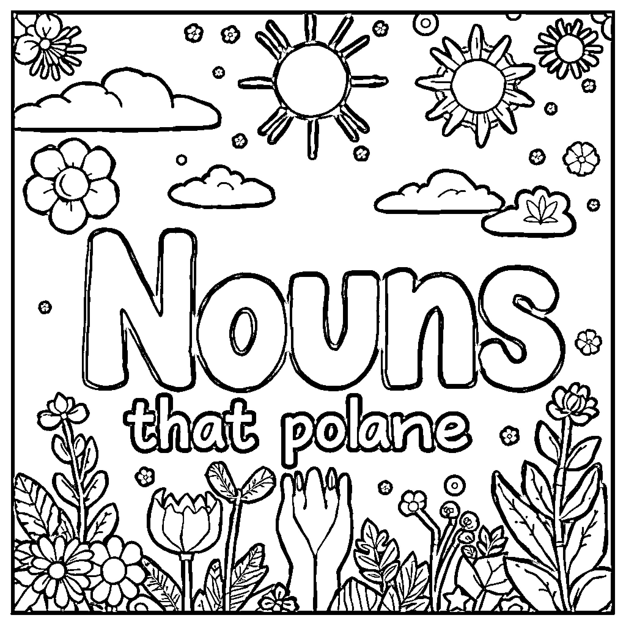 Nouns that pertain Coloring Page (free black-and-white line drawing printable PDF for all, from beginners to advanced learners, including children, teens, adults, and seniors)