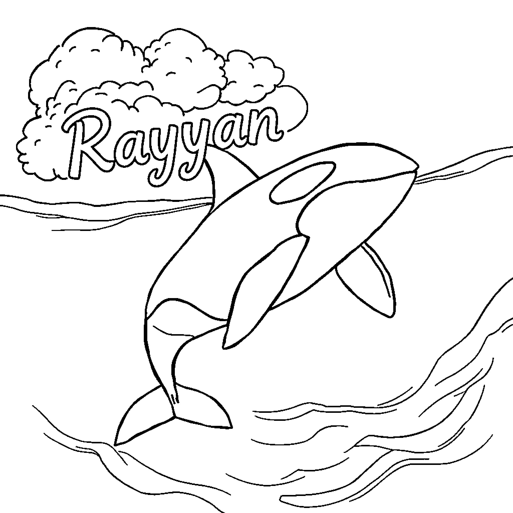 Orca leaping majestically from the waves Coloring Page (free black-and-white line drawing printable PDF for all, from beginners to advanced learners, including children, teens, adults, and seniors)
