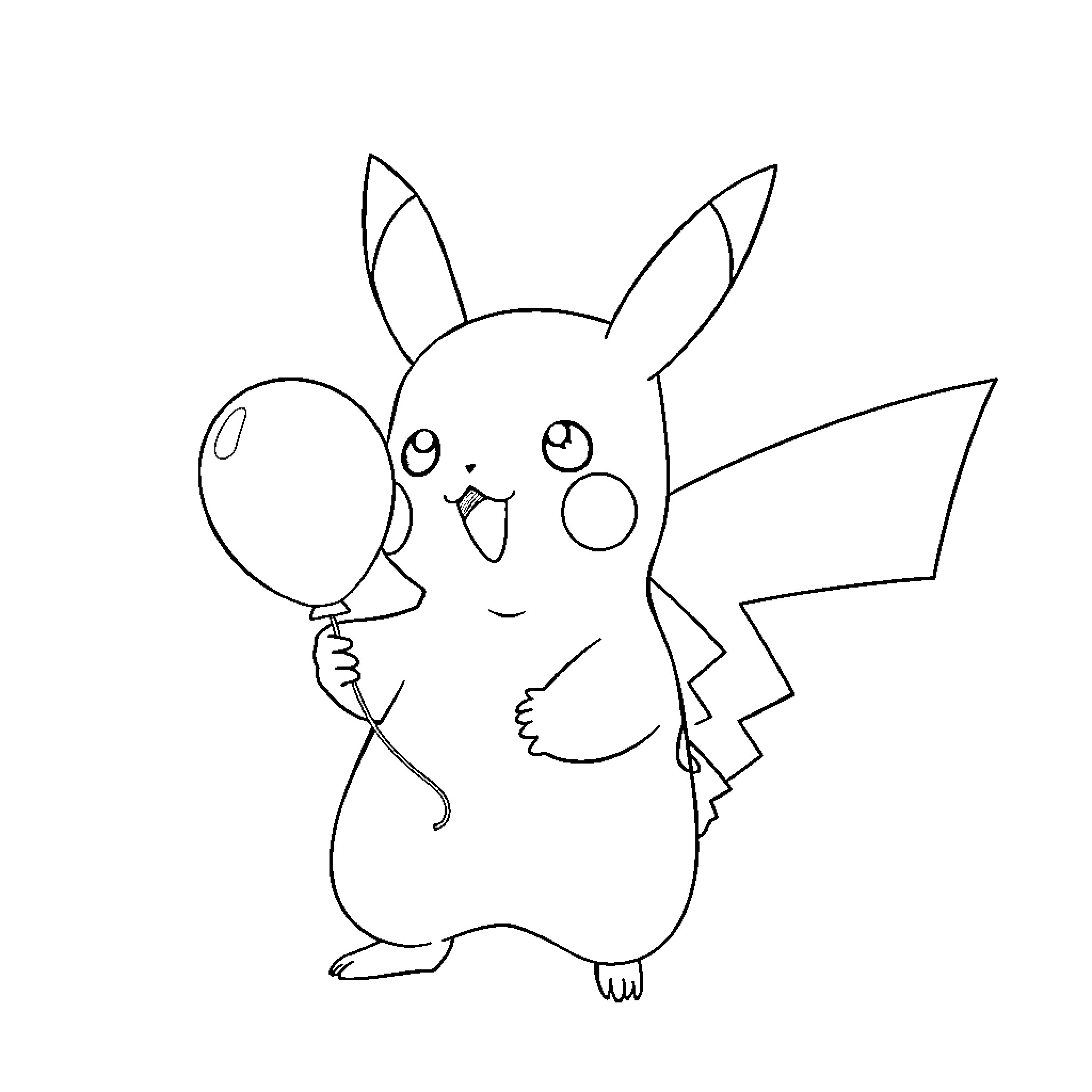 Pikachu holding a magnifying glass Coloring Page (free black-and-white line drawing printable PDF for all, from beginners to advanced learners, including children, teens, adults, and seniors)