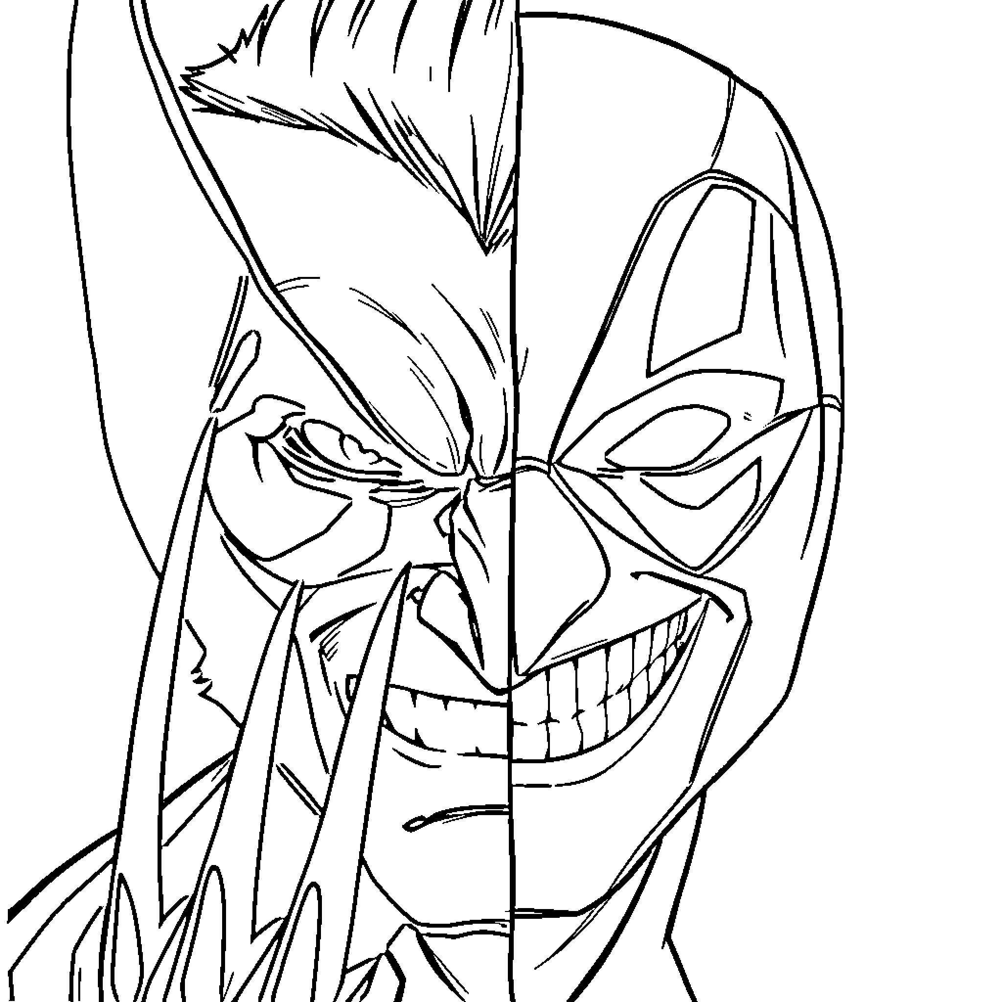 Wolverine's Fierce Visage Coloring Page (free black-and-white line drawing printable PDF for all, from beginners to advanced learners, including children, teens, adults, and seniors)