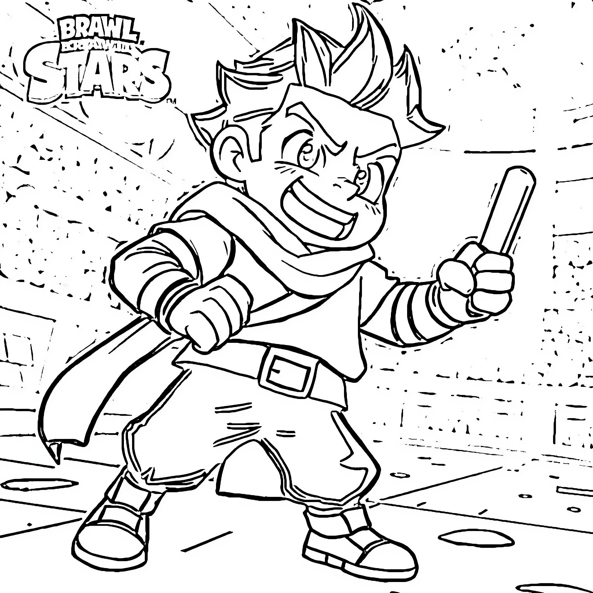 Kenji the heroic swordsman in action Coloring Page (free black-and-white line drawing printable PDF for all, from beginners to advanced learners, including children, teens, adults, and seniors)