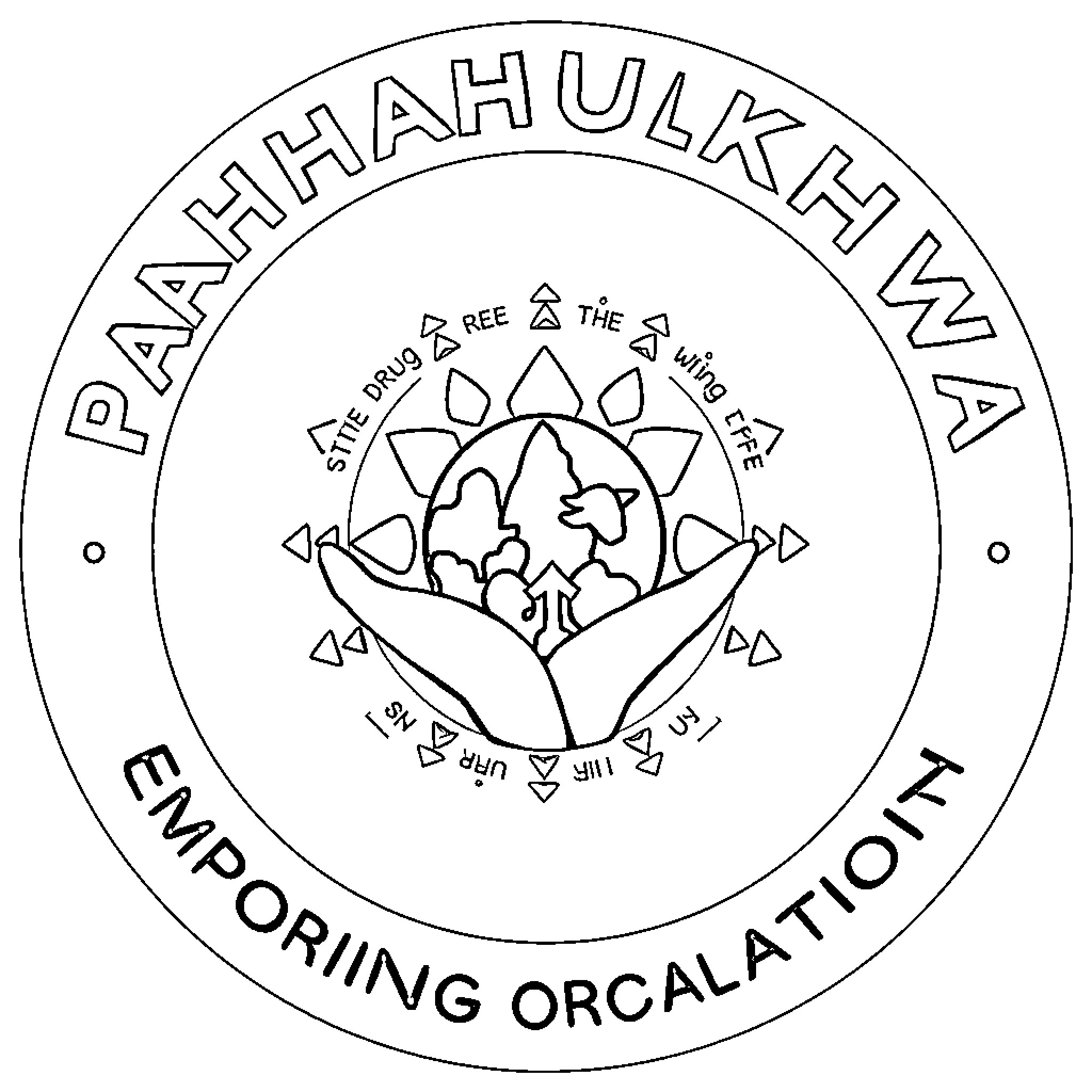 Logo depicting abstract geometric shapes and symbols Coloring Page (free black-and-white line drawing printable PDF for all, from beginners to advanced learners, including children, teens, adults, and seniors)