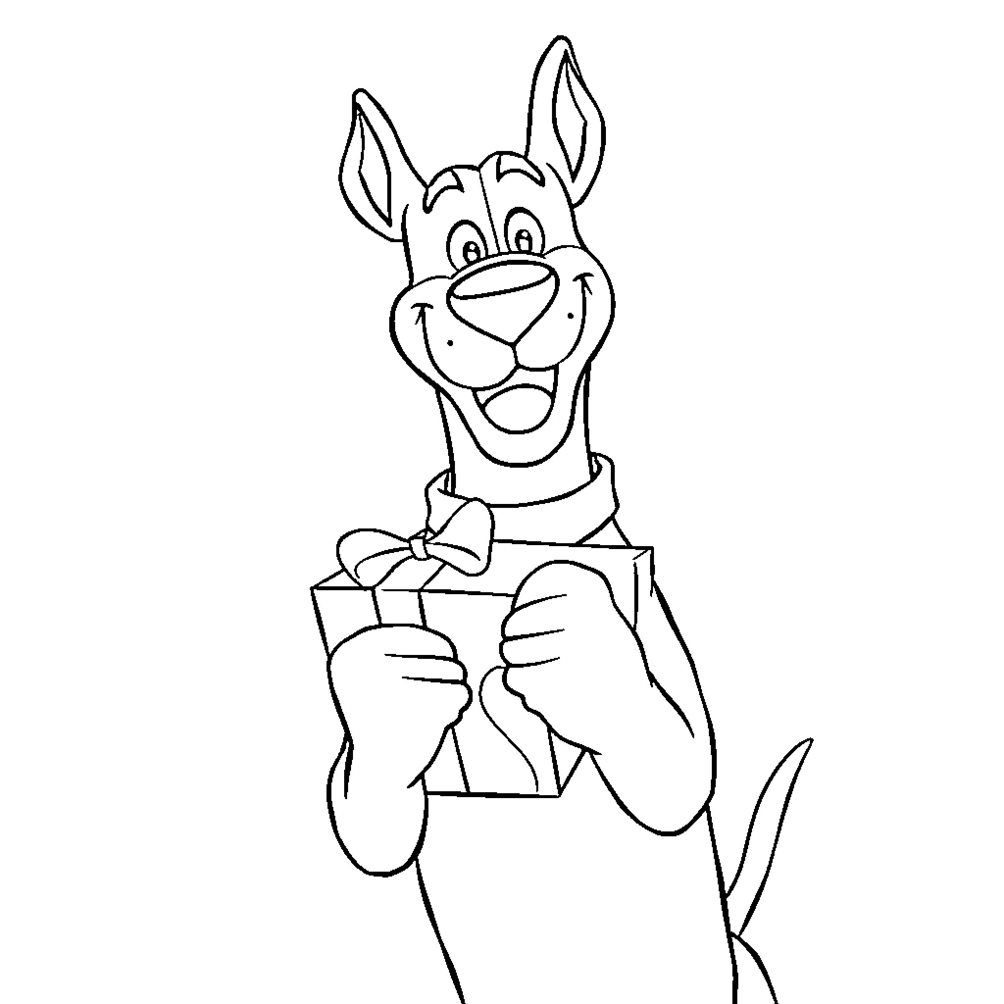 Scooby Doo's Playful Antics Coloring Page (free black-and-white line drawing printable PDF for all, from beginners to advanced learners, including children, teens, adults, and seniors)