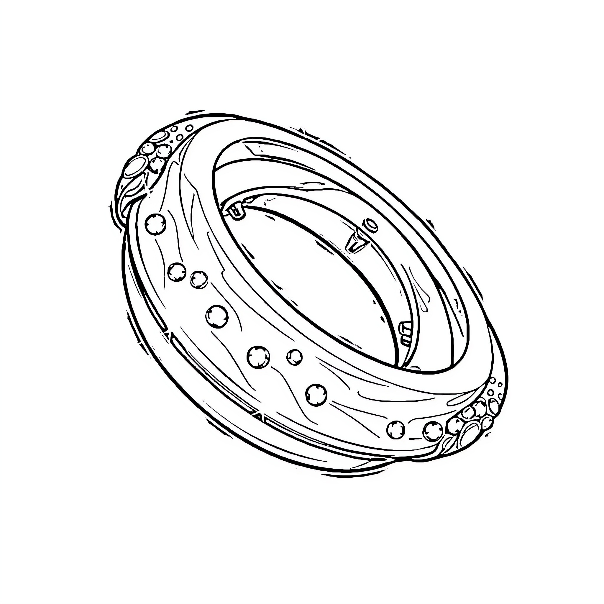 Bracelet with swirling pattern and gemstones Coloring Page (free black-and-white line drawing printable PDF for all, from beginners to advanced learners, including children, teens, adults, and seniors)