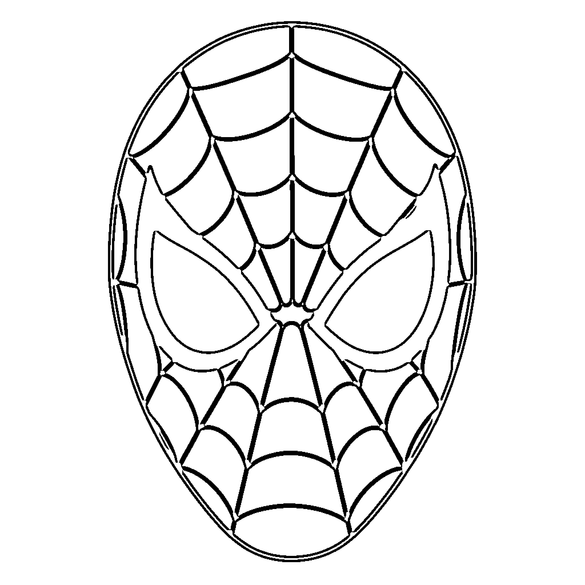 Spider-Man mask with iconic web pattern Coloring Page (free black-and-white line drawing printable PDF for all, from beginners to advanced learners, including children, teens, adults, and seniors)