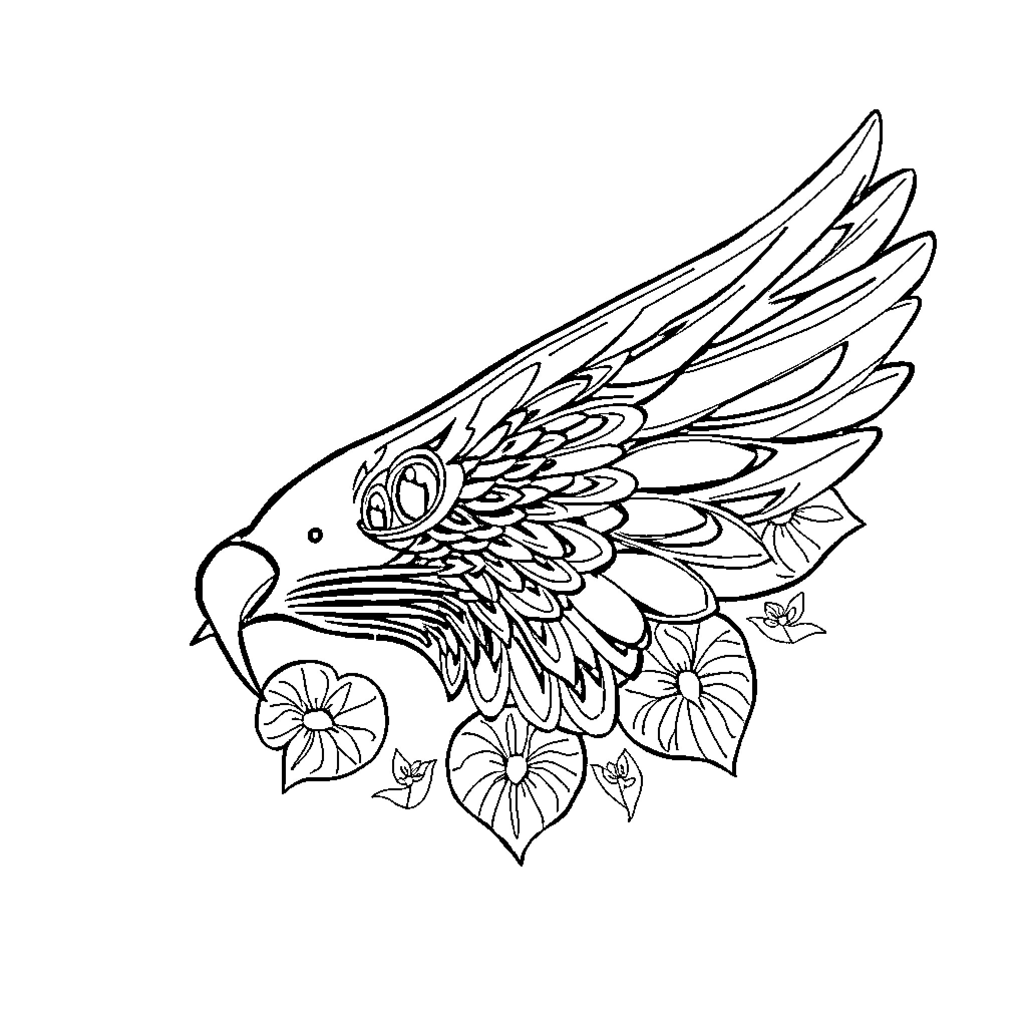 Language of Vibrant Avian Expression Coloring Page (free black-and-white line drawing printable PDF for all, from beginners to advanced learners, including children, teens, adults, and seniors)