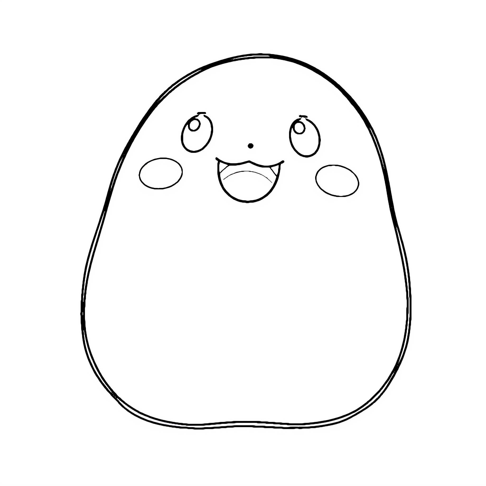 Squishmallow character with happy expression Coloring Page (free black-and-white line drawing printable PDF for all, from beginners to advanced learners, including children, teens, adults, and seniors)