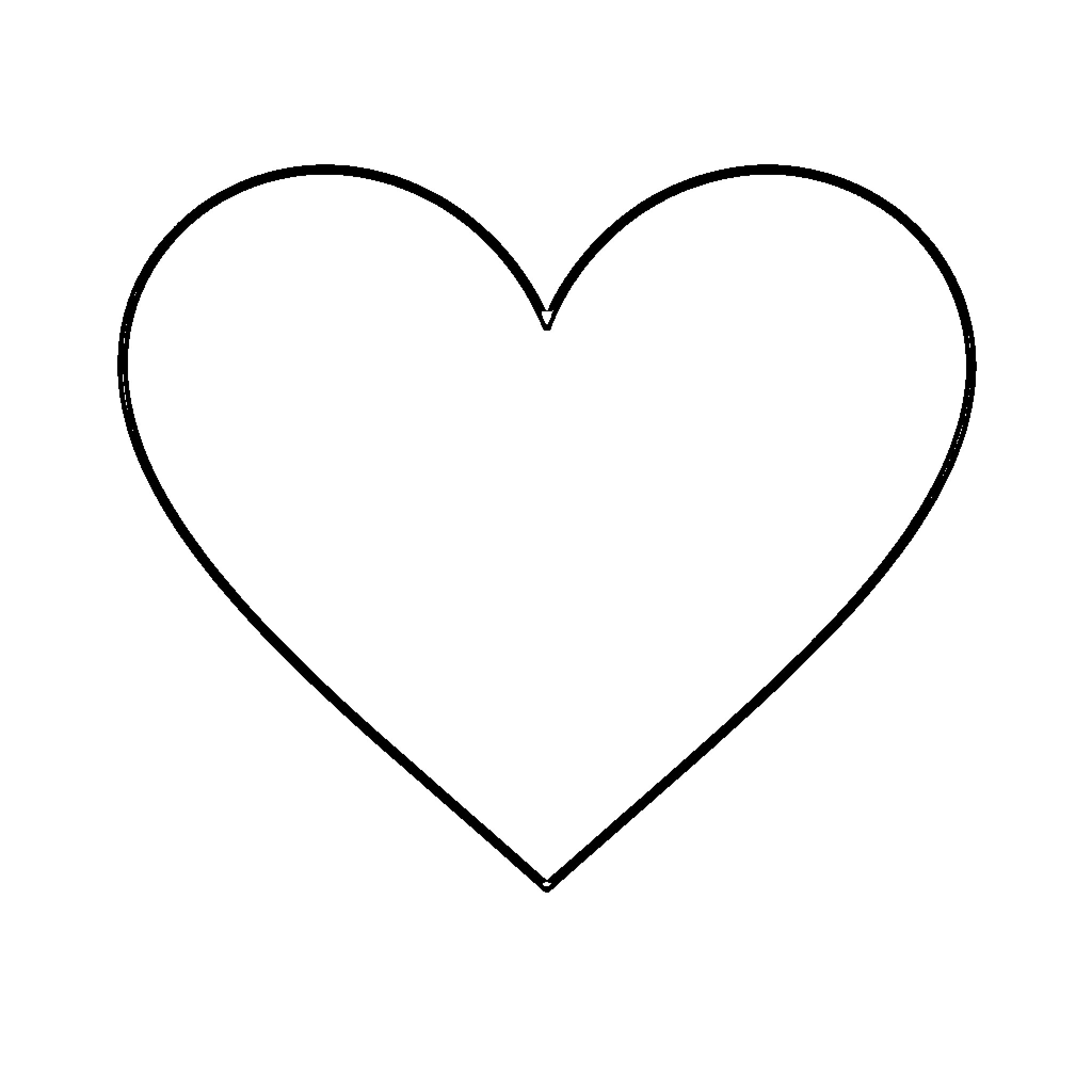 Heart shape outlined in a simple silhouette Coloring Page (free black-and-white line drawing printable PDF for all, from beginners to advanced learners, including children, teens, adults, and seniors)