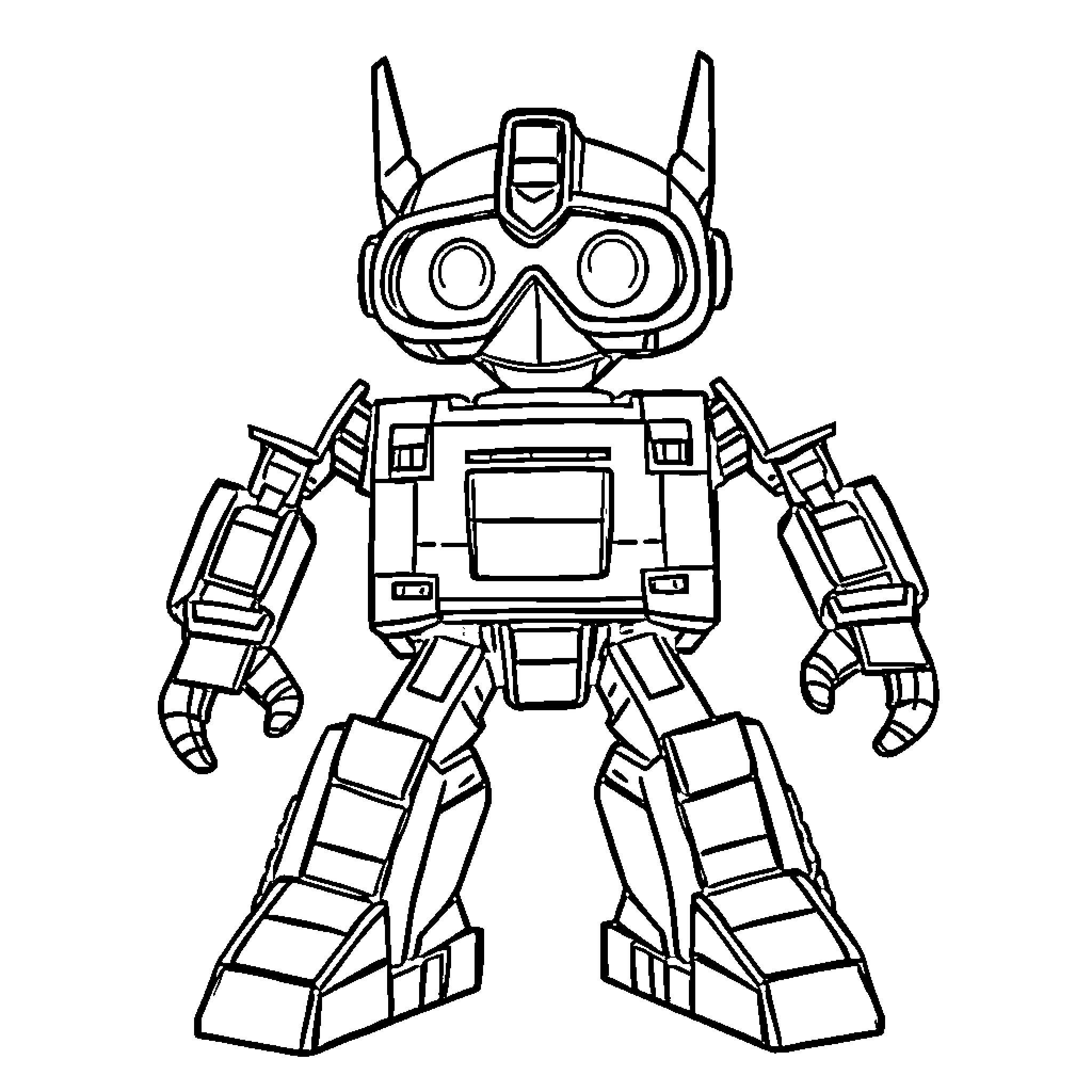 Robot Warrior in Fighting Stance Coloring Page (free black-and-white line drawing printable PDF for all, from beginners to advanced learners, including children, teens, adults, and seniors)