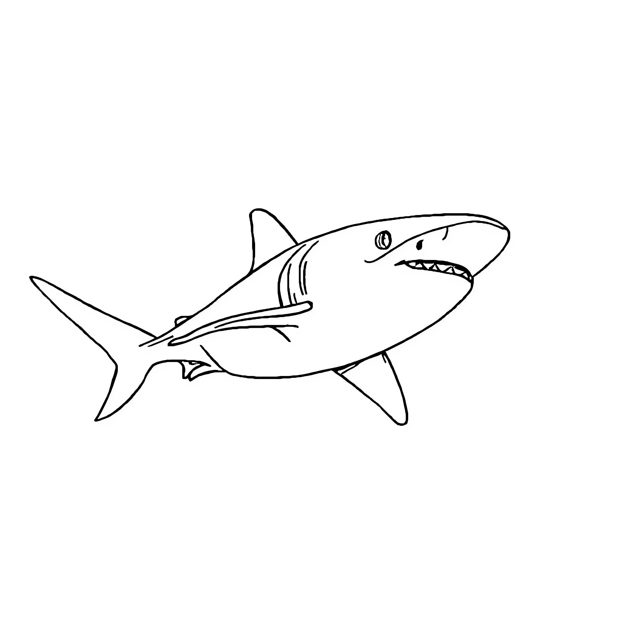 Shark swimming aggressively Coloring Page (free black-and-white line drawing printable PDF for all, from beginners to advanced learners, including children, teens, adults, and seniors)