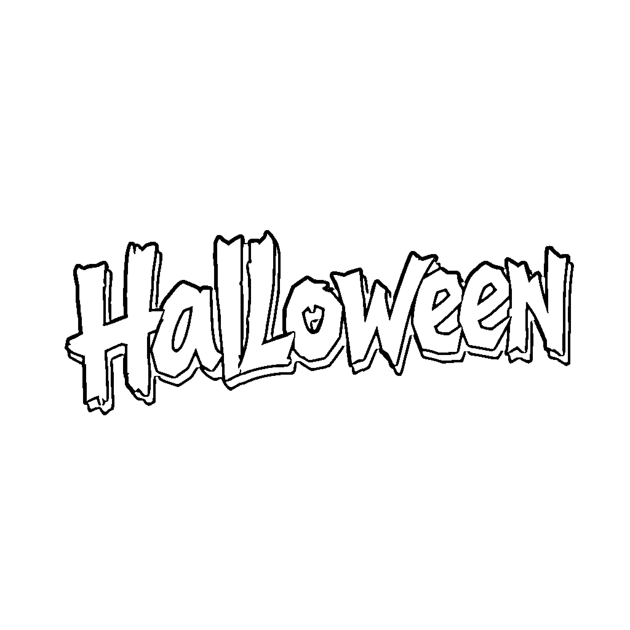 Halloween text in black and white Coloring Page (free black-and-white line drawing printable PDF for all, from beginners to advanced learners, including children, teens, adults, and seniors)