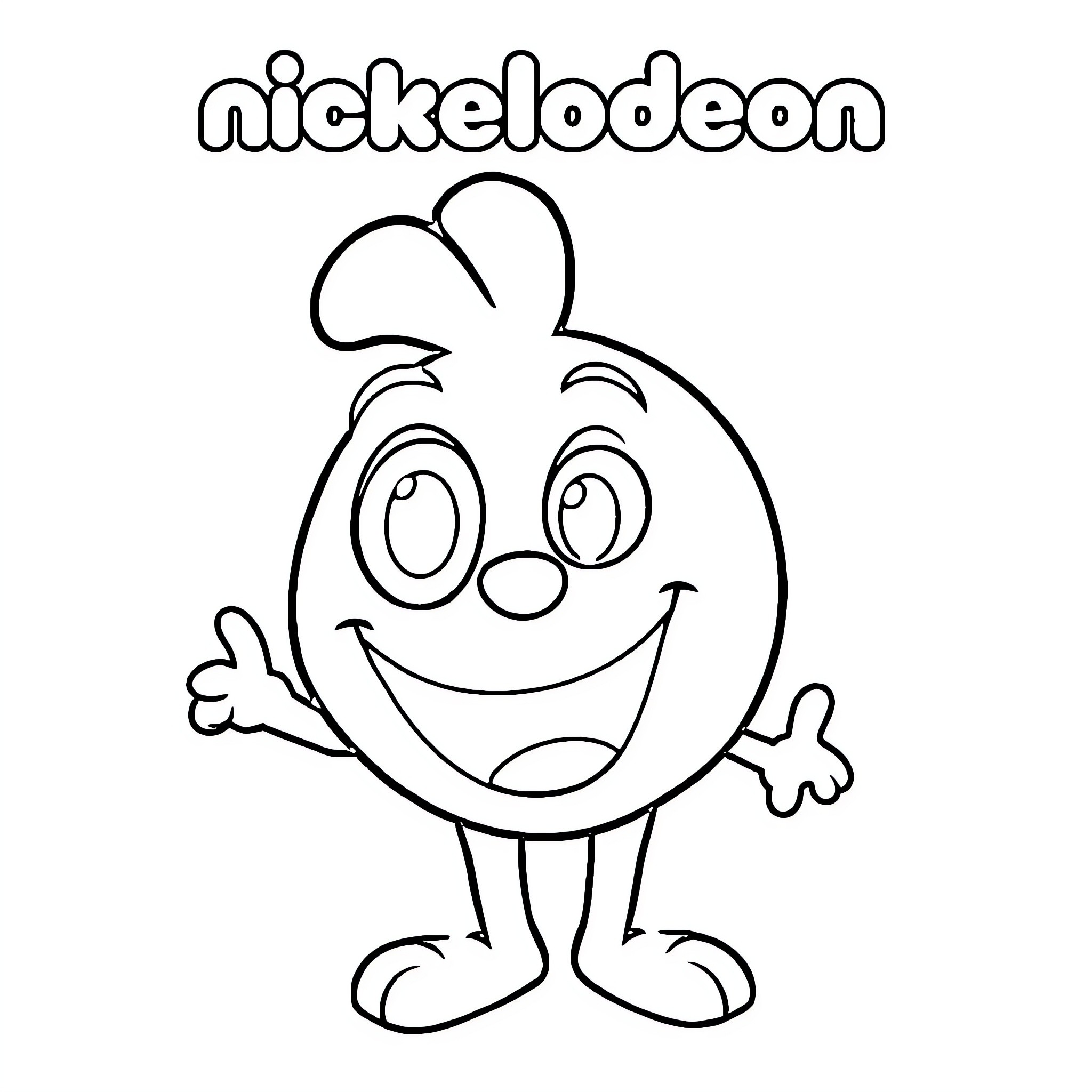 Nickelodeon character with a happy expression Coloring Page (free black-and-white line drawing printable PDF for all, from beginners to advanced learners, including children, teens, adults, and seniors)